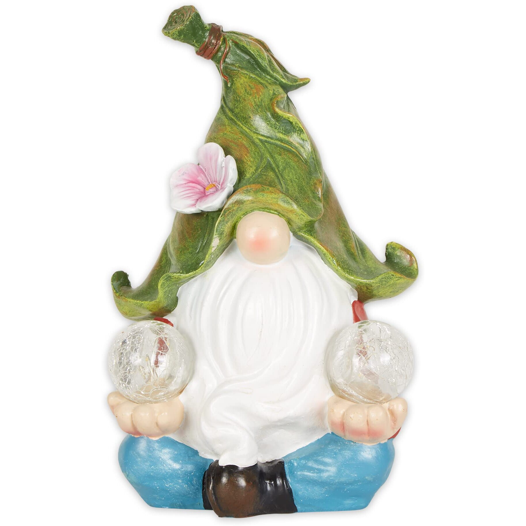 GNOME MEDITATING SOLAR STATUE