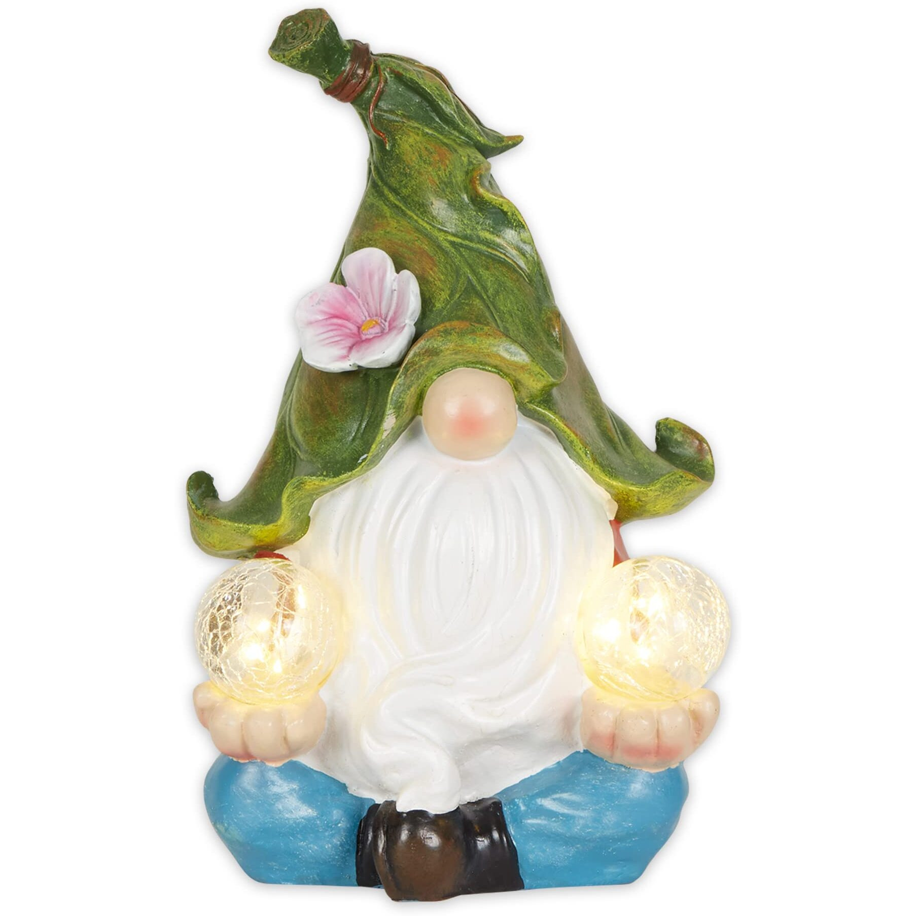 GNOME MEDITATING SOLAR STATUE