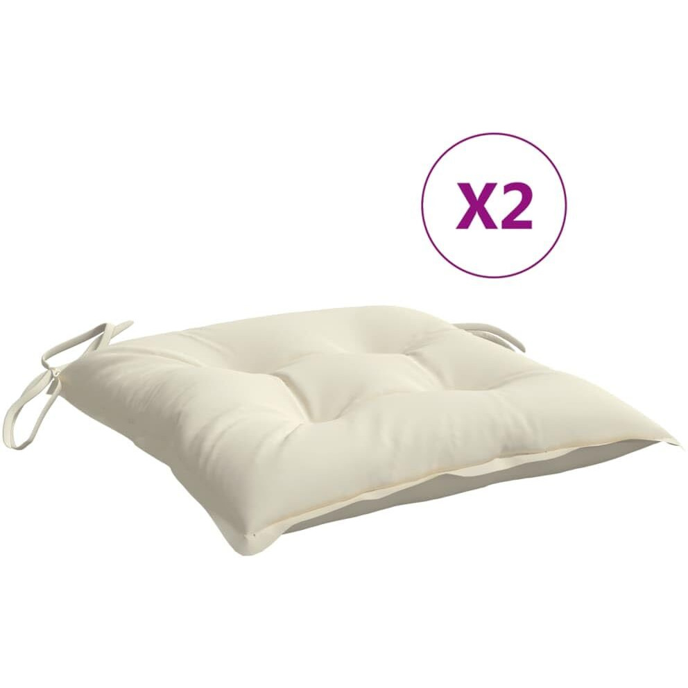 vidaXL Chair Cushions 2 pcs Cream White 19.7&quotx19.7&quotx2.8" Fabric