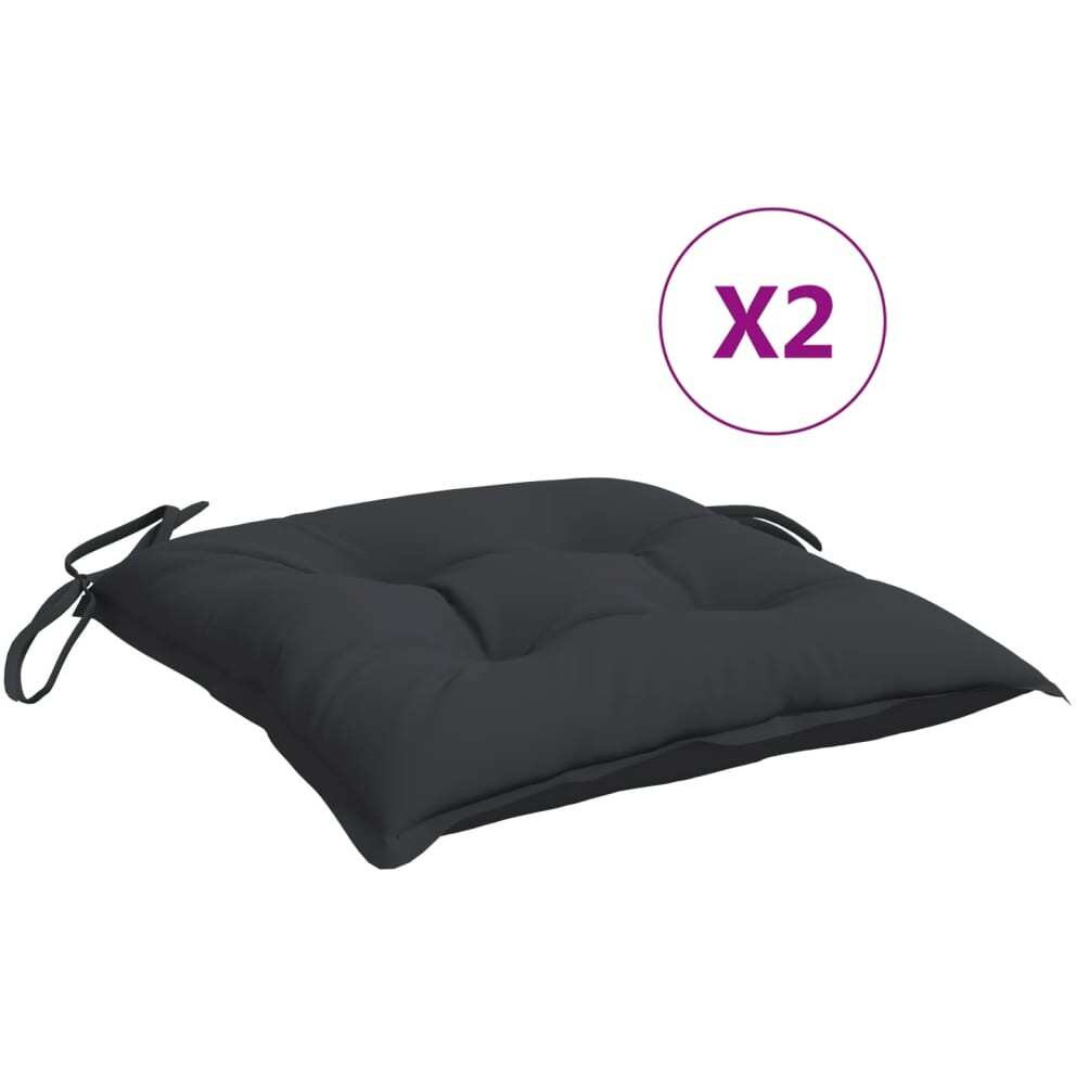 vidaXL Chair Cushions 2 pcs Black 15.&quot7x15.7&quotx2.8" Fabric