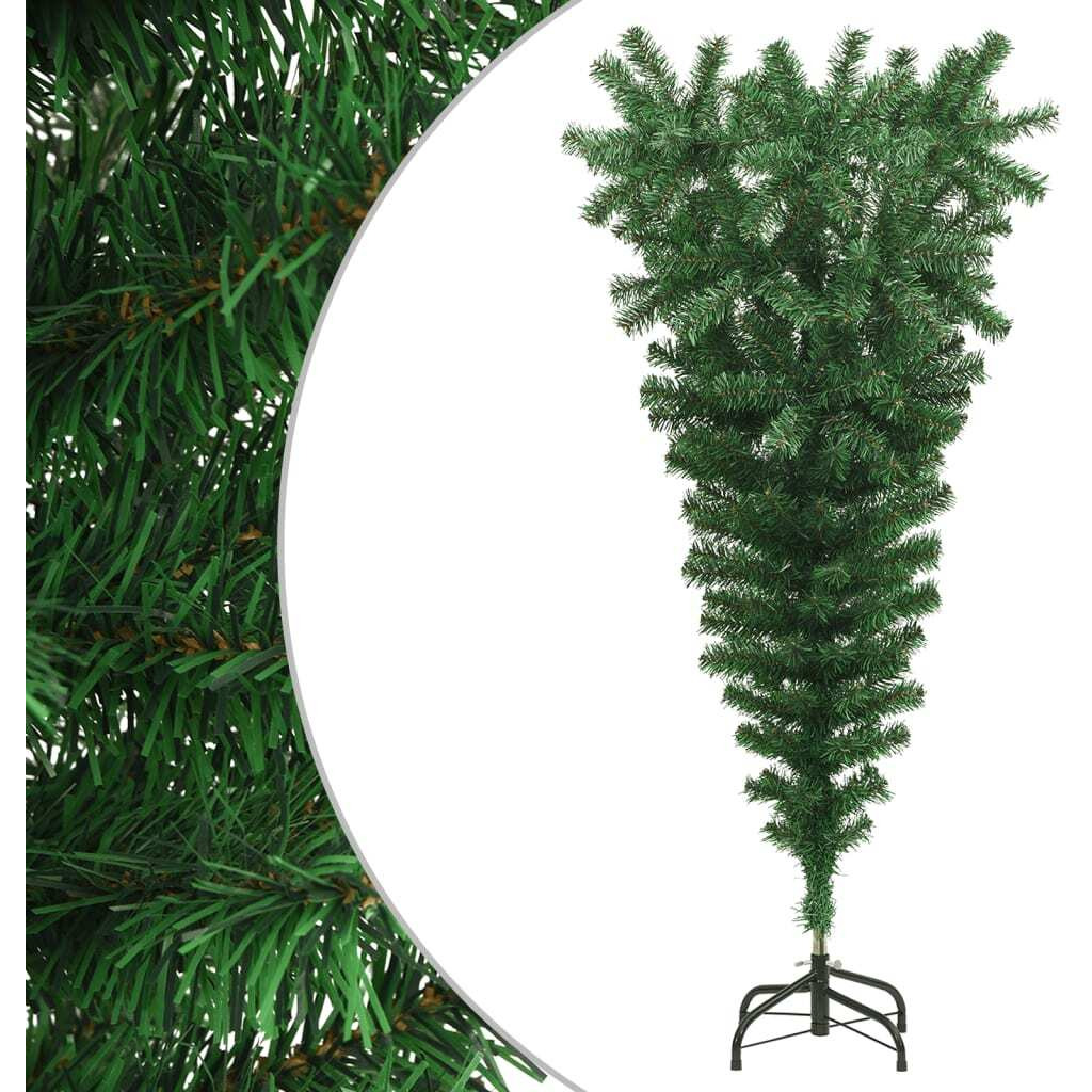 vidaXL Upside-down Artificial Christmas Tree with Stand Green 5 ft