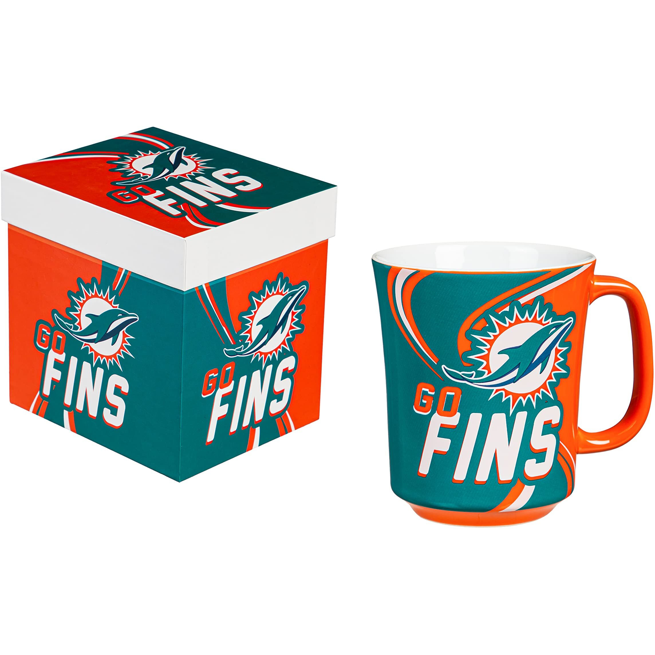 Miami Dolphins Coffee Mug 14oz Ceramic with Matching Box