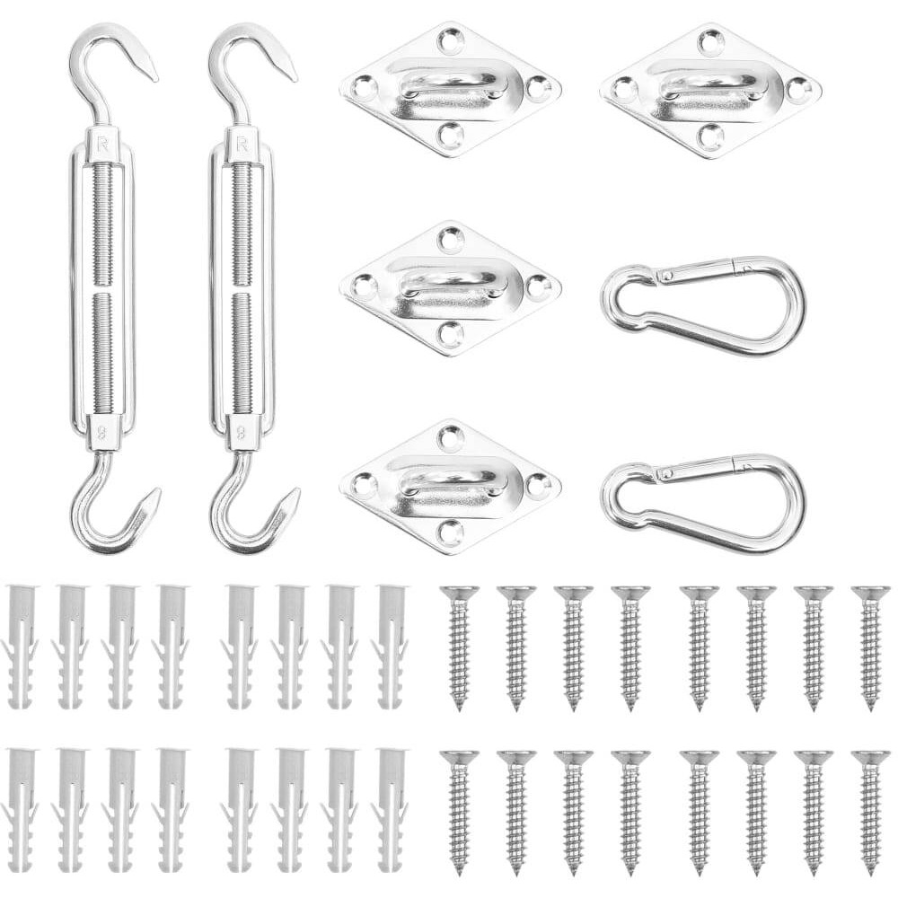 vidaXL 8 Piece Sunshade Sail Accessory Set Stainless Steel