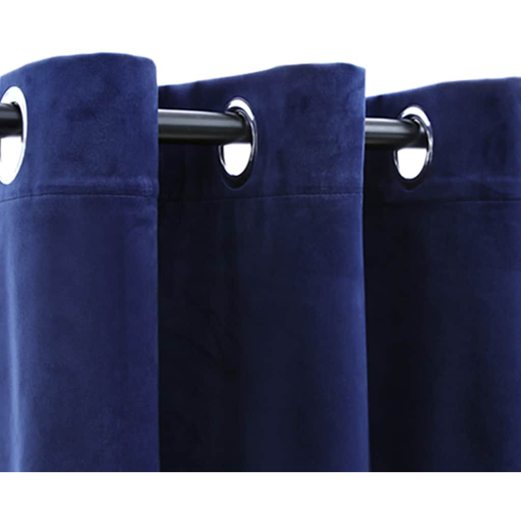 vidaXL Blackout Curtains with Rings 2 pcs Navy Blue 37&quotx63" Velvet