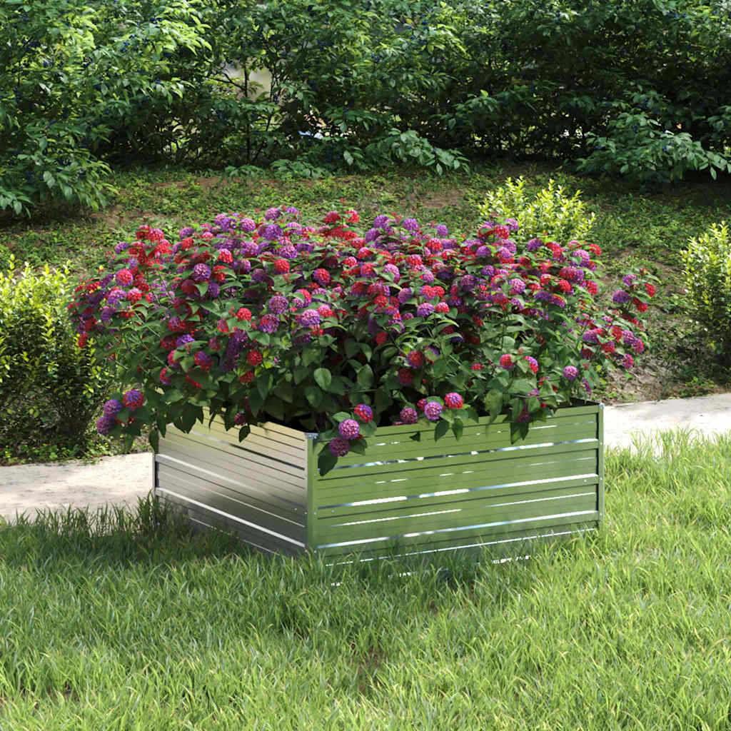 vidaXL Garden Raised Bed 39.4&quotx39.4&quotx17.7" Galvanized Steel Silver
