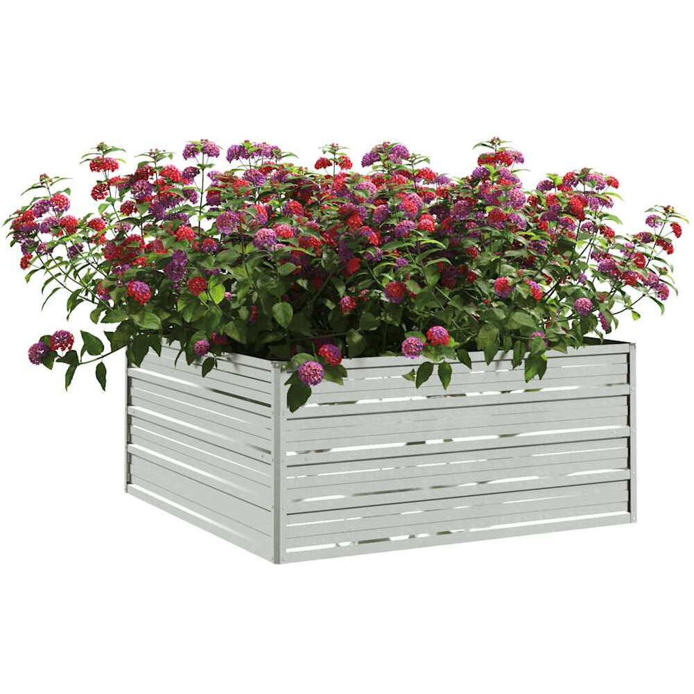 vidaXL Garden Raised Bed 39.4&quotx39.4&quotx17.7" Galvanized Steel Silver