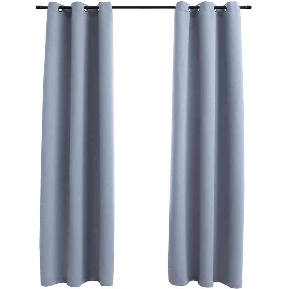 vidaXL Blackout Curtains with Rings 2 pcs Gray 37&quotx95" Fabric
