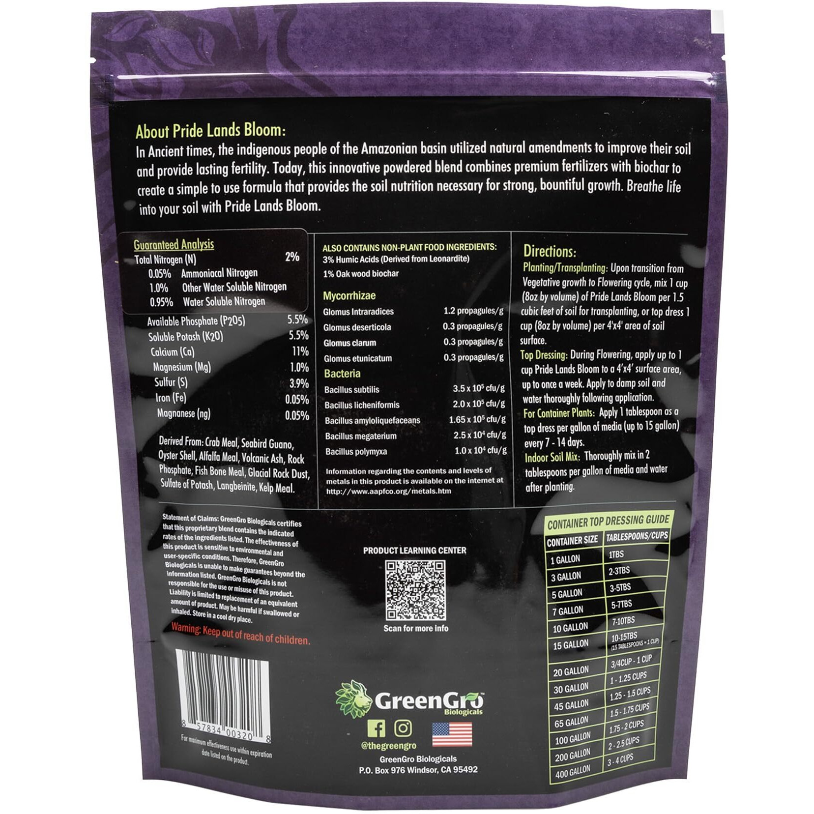 Green Gro Pride Lands Bloom 2lb