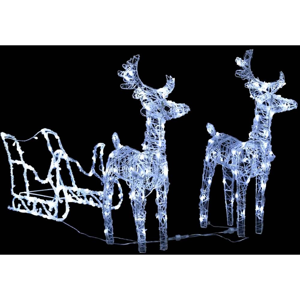 vidaXL Reindeers & Sleigh Christmas Decoration 160 LEDs 51.2" Acrylic