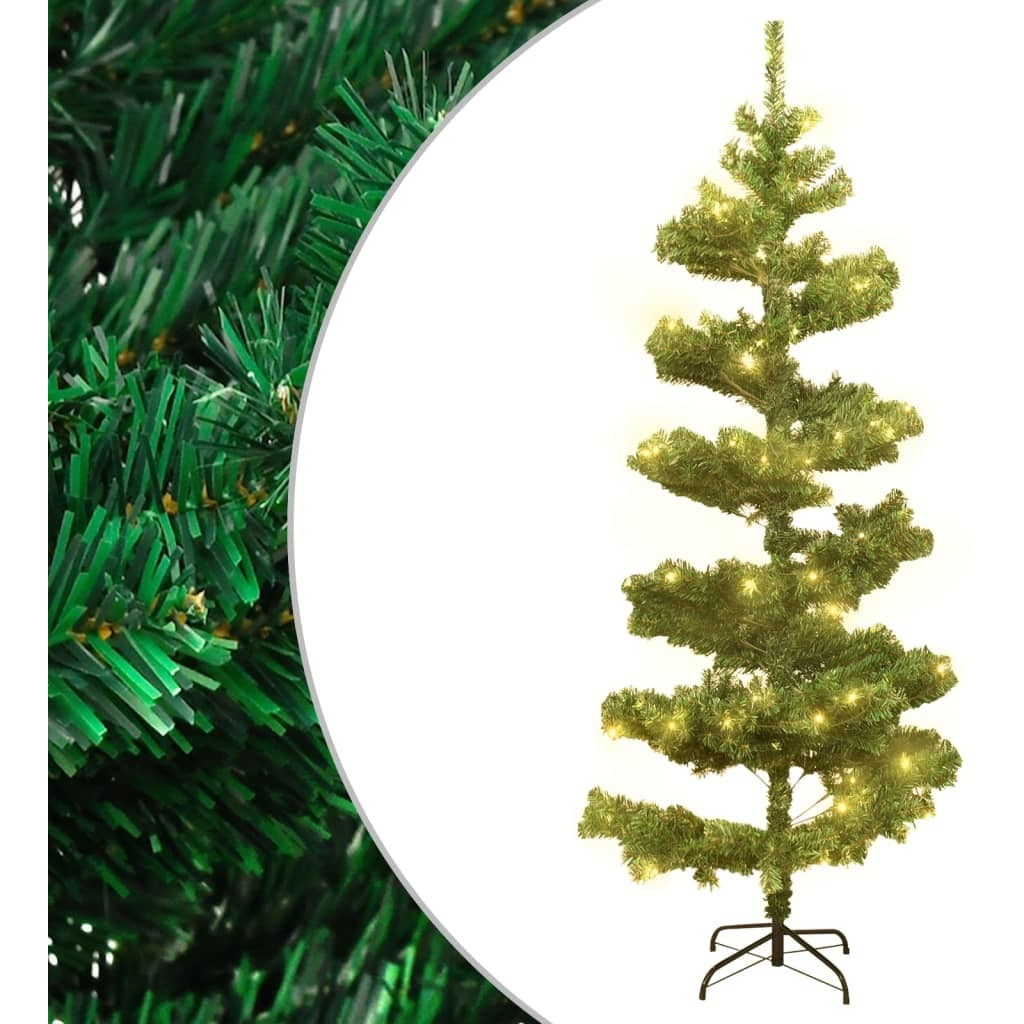 vidaXL Swirl Christmas Tree with Stand and LEDs Green 6 ft PVC