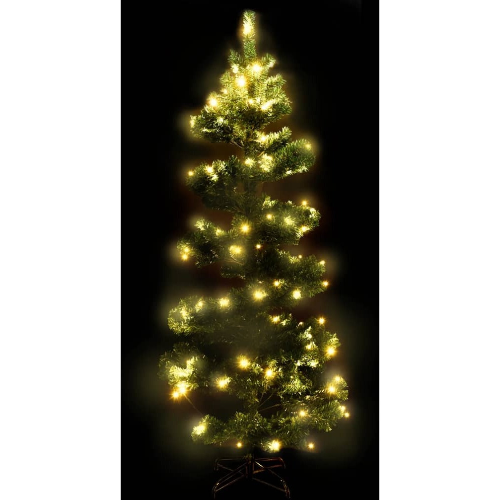 vidaXL Swirl Christmas Tree with Stand and LEDs Green 6 ft PVC