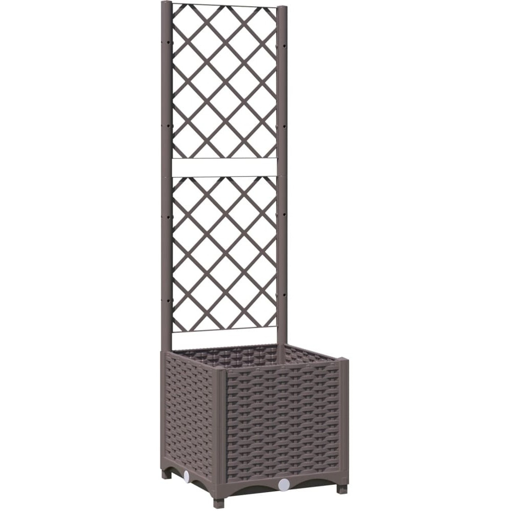 vidaXL Garden Planter with Trellis Brown 15.7x15.7x53.5 PP