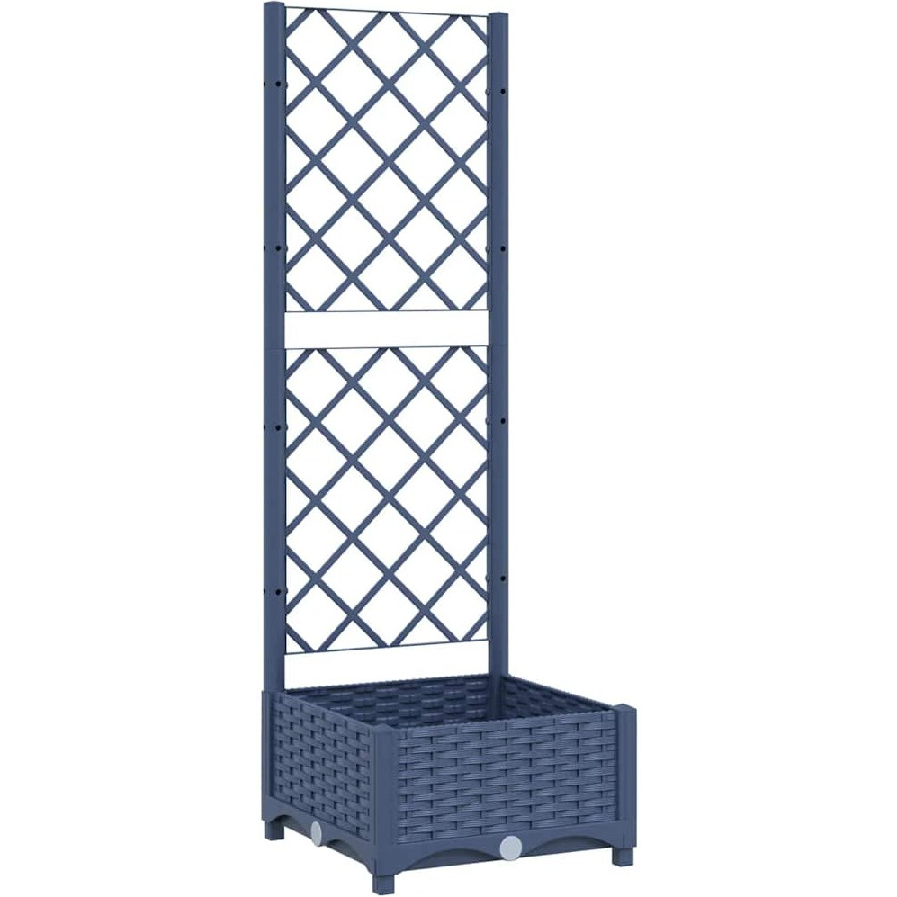 vidaXL Garden Planter with Trellis Dark Gray 15.7x15.7x47.8 PP