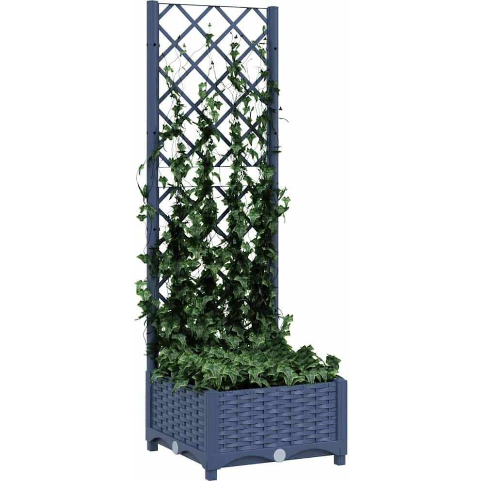 vidaXL Garden Planter with Trellis Dark Gray 15.7x15.7x47.8 PP