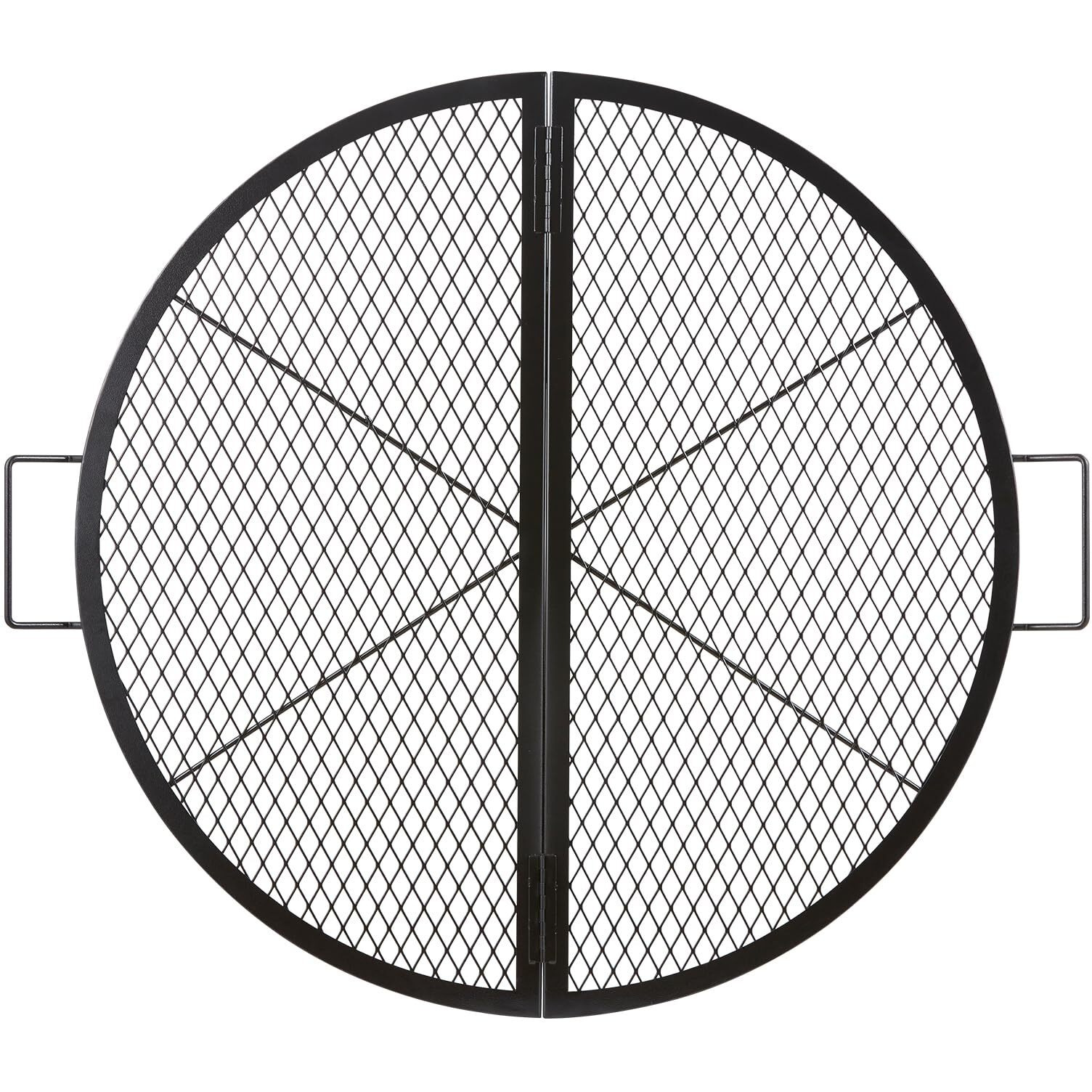 VEVOR X-Marks Fire Pit Grill Grate, Foldable Round Cooking Grate, Heavy Duty Steel Campfire BBQ Grill Grid with Handle and Support X Wire, Portable Camping Cookware for Outside Party, 36 Inch Black