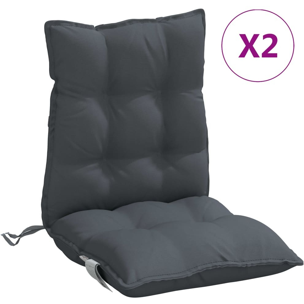 vidaXL Lowback Chair Cushions 2 pcs Anthracite Oxford Fabric