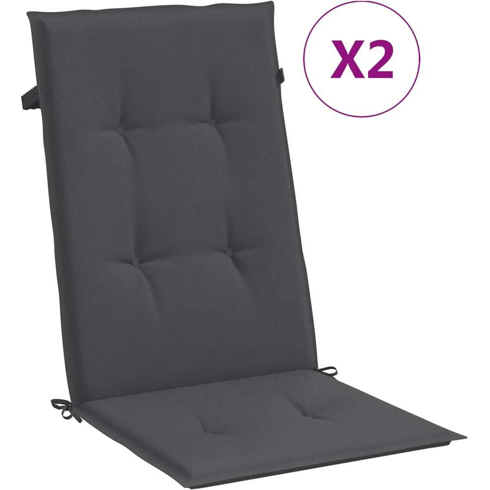 vidaXL Highback Chair Cushions 2 pcs Melange Anthracite 47.2x19.7x1.6 Fabric