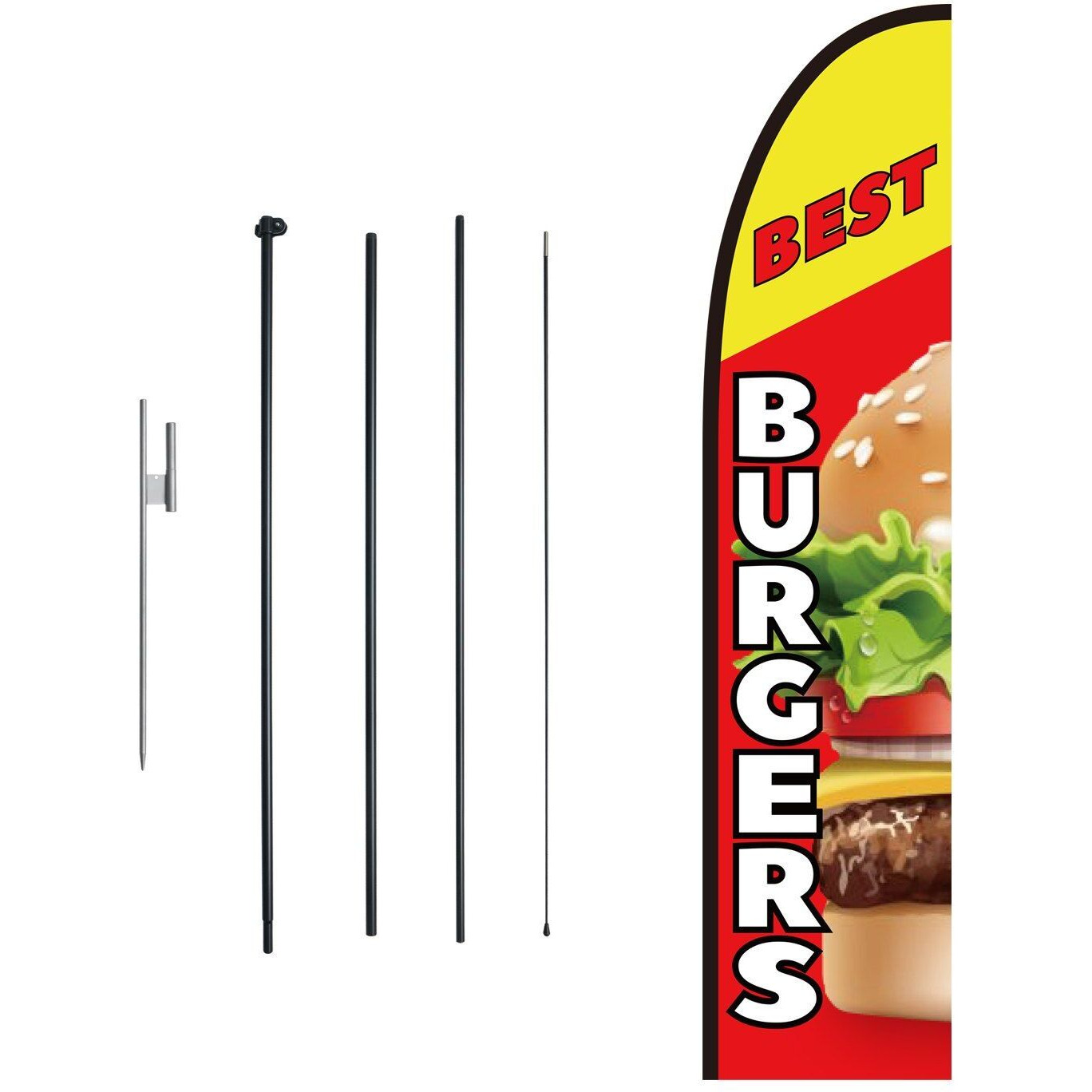 VEVOR Burger Restaurant Advertising Feather Flag Kit Swooper Flag Poles 16.3 FT