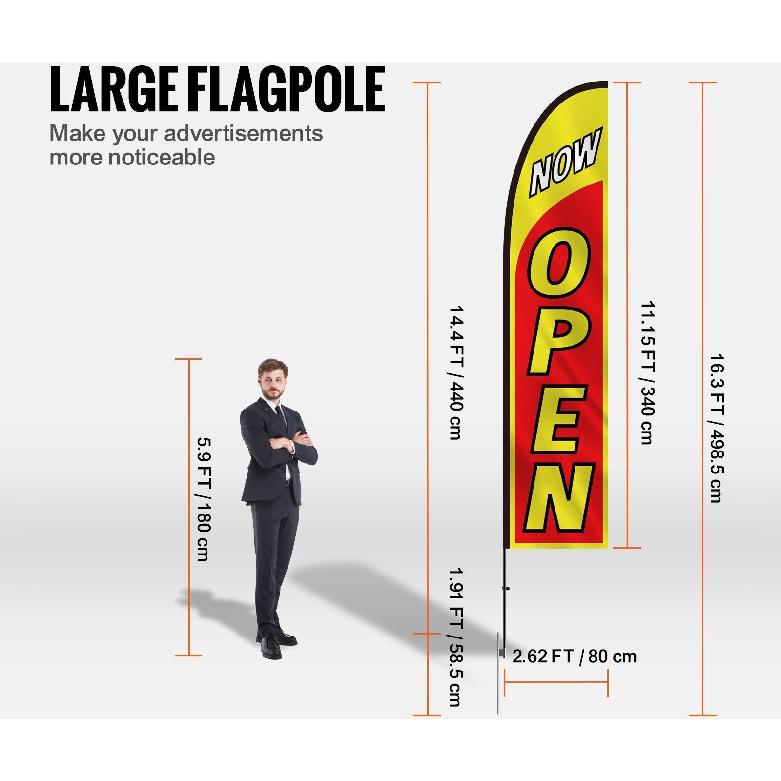 VEVOR Open Flags for Business Advertising Flags for Outside Banner Flag and Pole