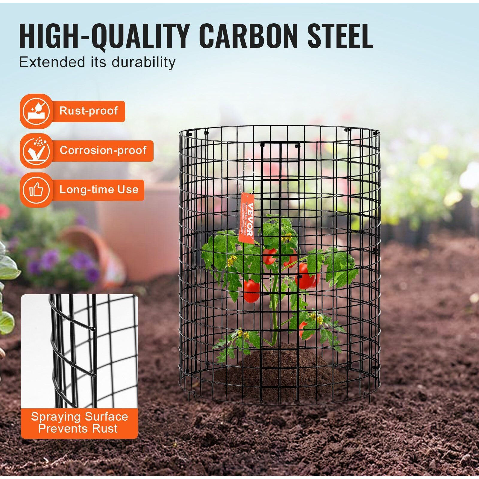 VEVOR 6 Pack Plant Protector from Animals 12.6'' Dia. x 14'' H Metal Plant Cage