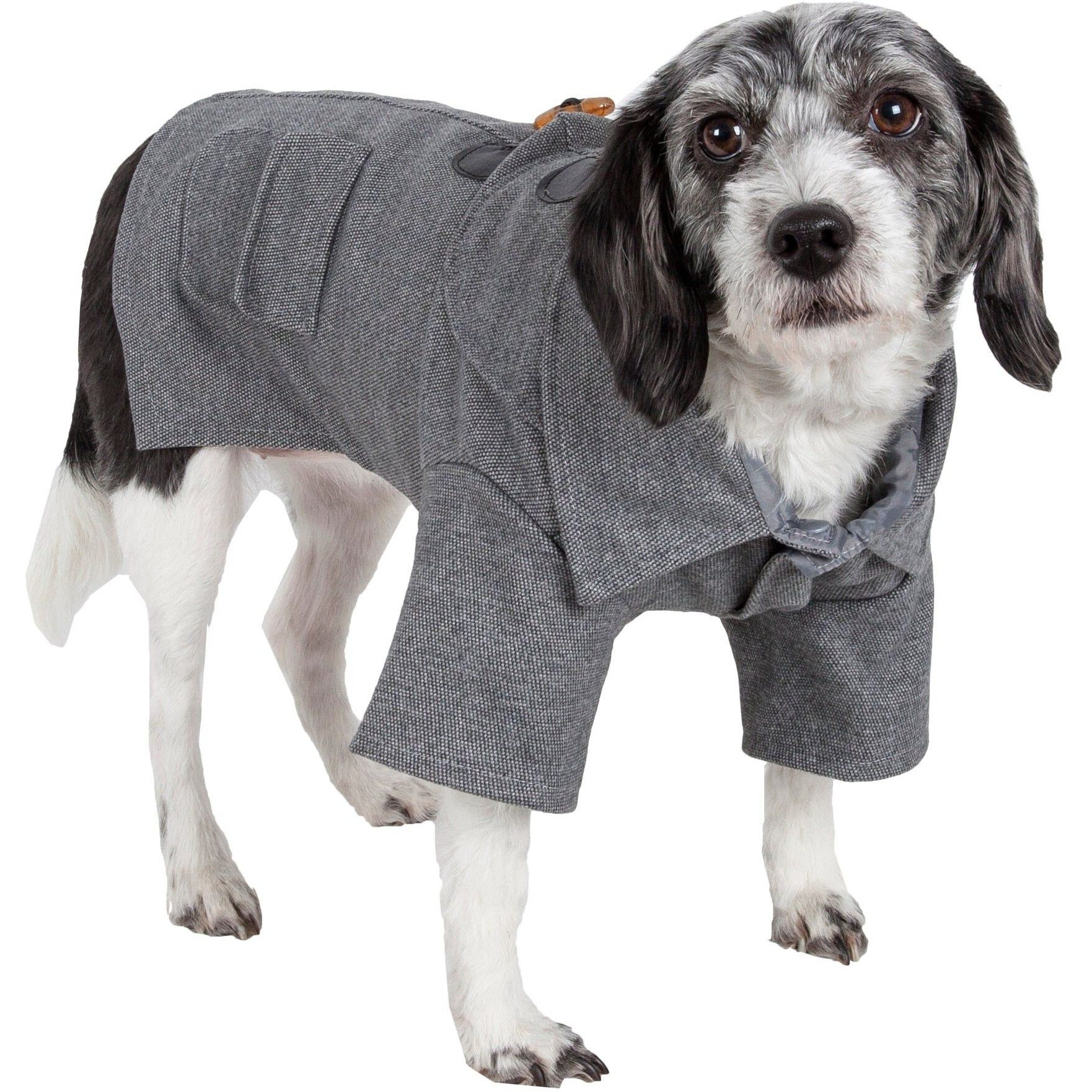 Military Static Rivited Fashion Collared Wool Pet Coat(D0102H7LL3U.)