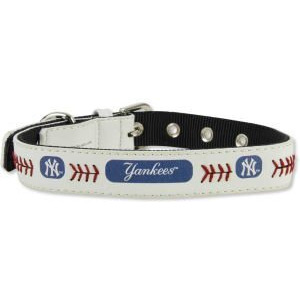 New York Yankees Pet Collar Classic Baseball Leather Size Toy CO