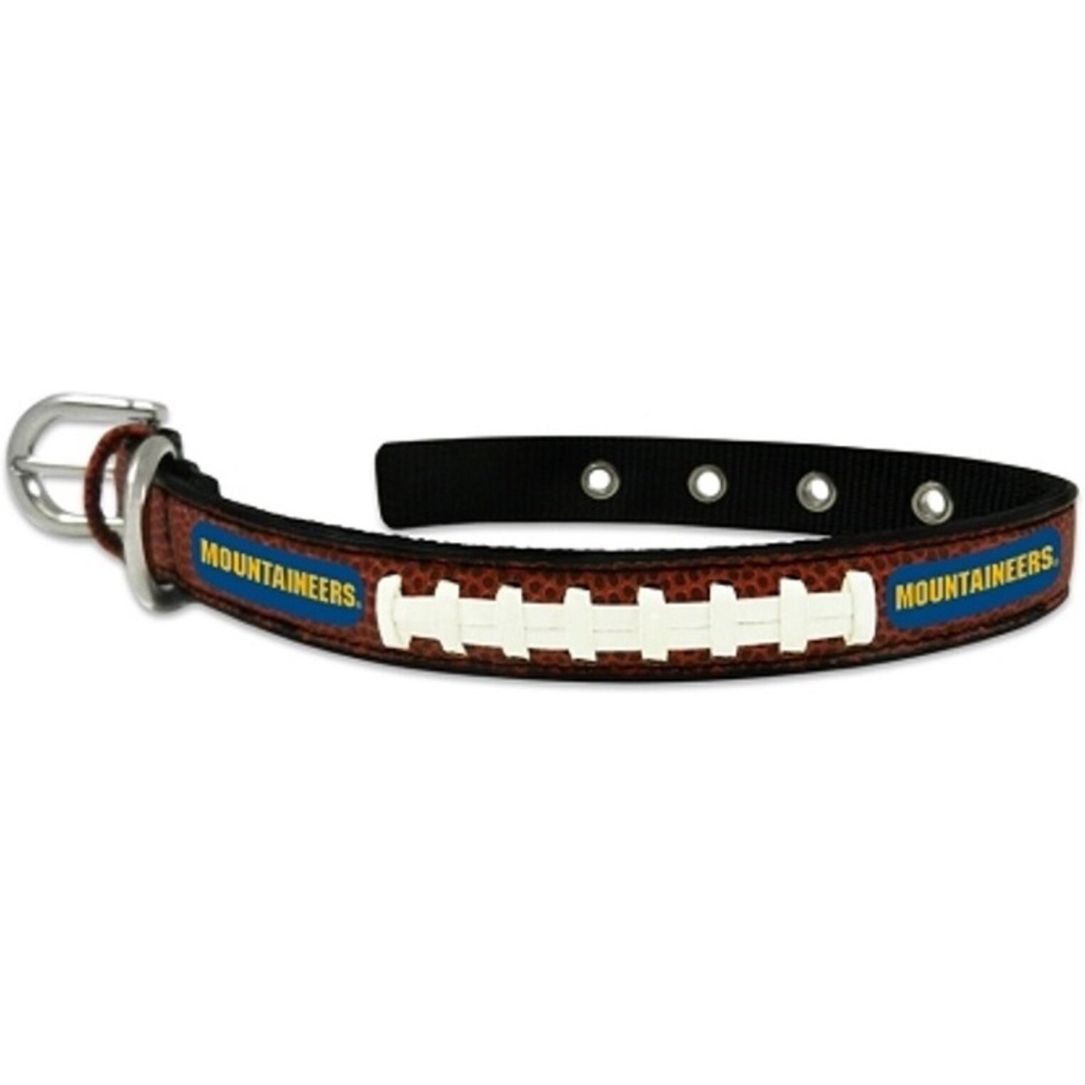 West Virginia Mountaineers Pet Collar Classic Football Leather Size Small CO