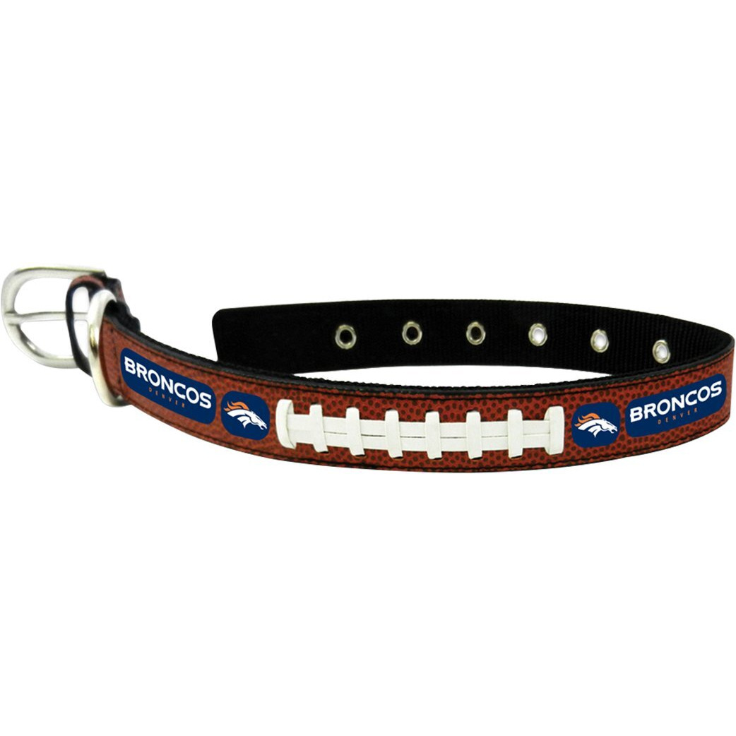 Denver Broncos Pet Collar Leather Size Small CO