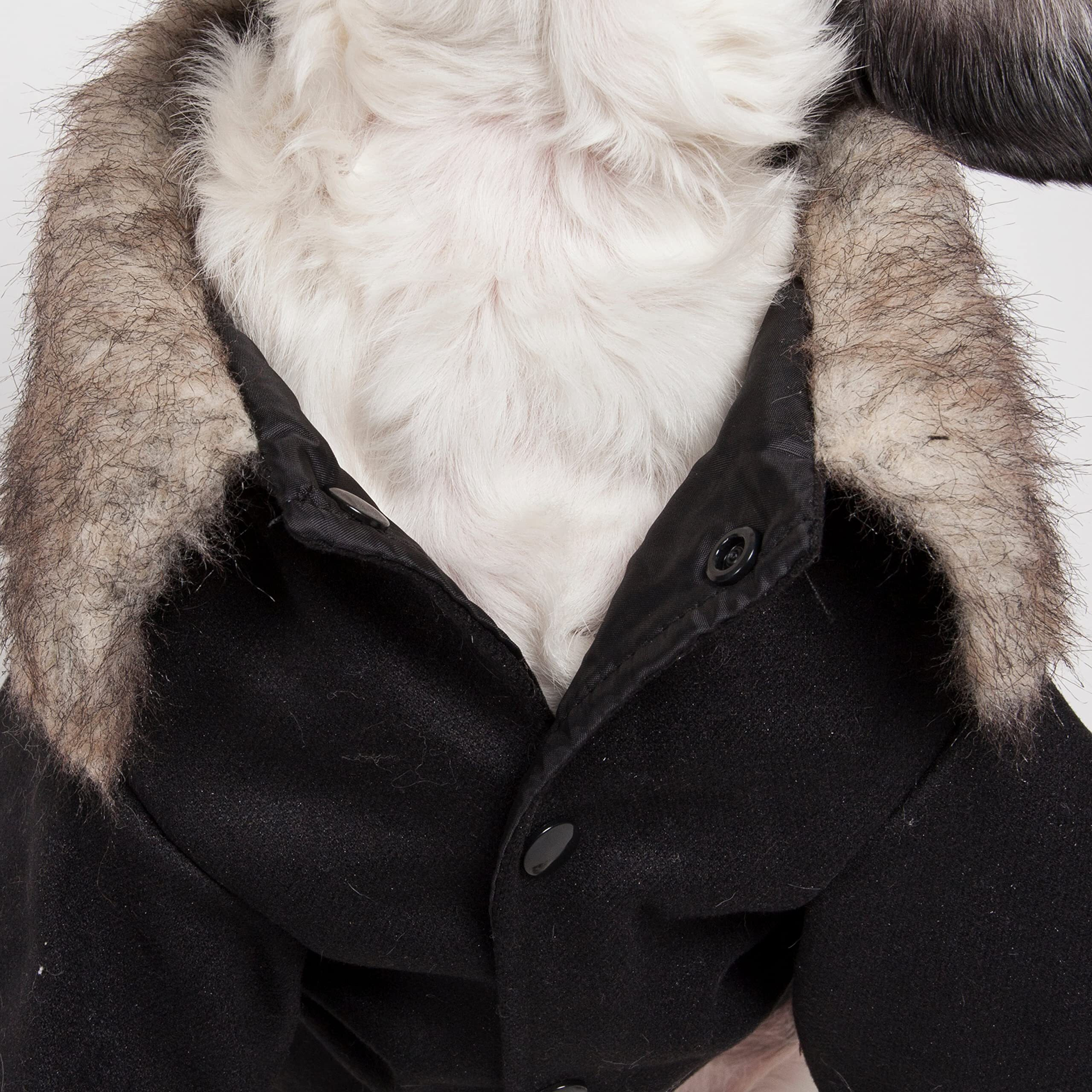 Buttoned 'Coast-Guard' Fashion Faux-Fur Collared Wool Pet Coat(D0102H7L0XU.)