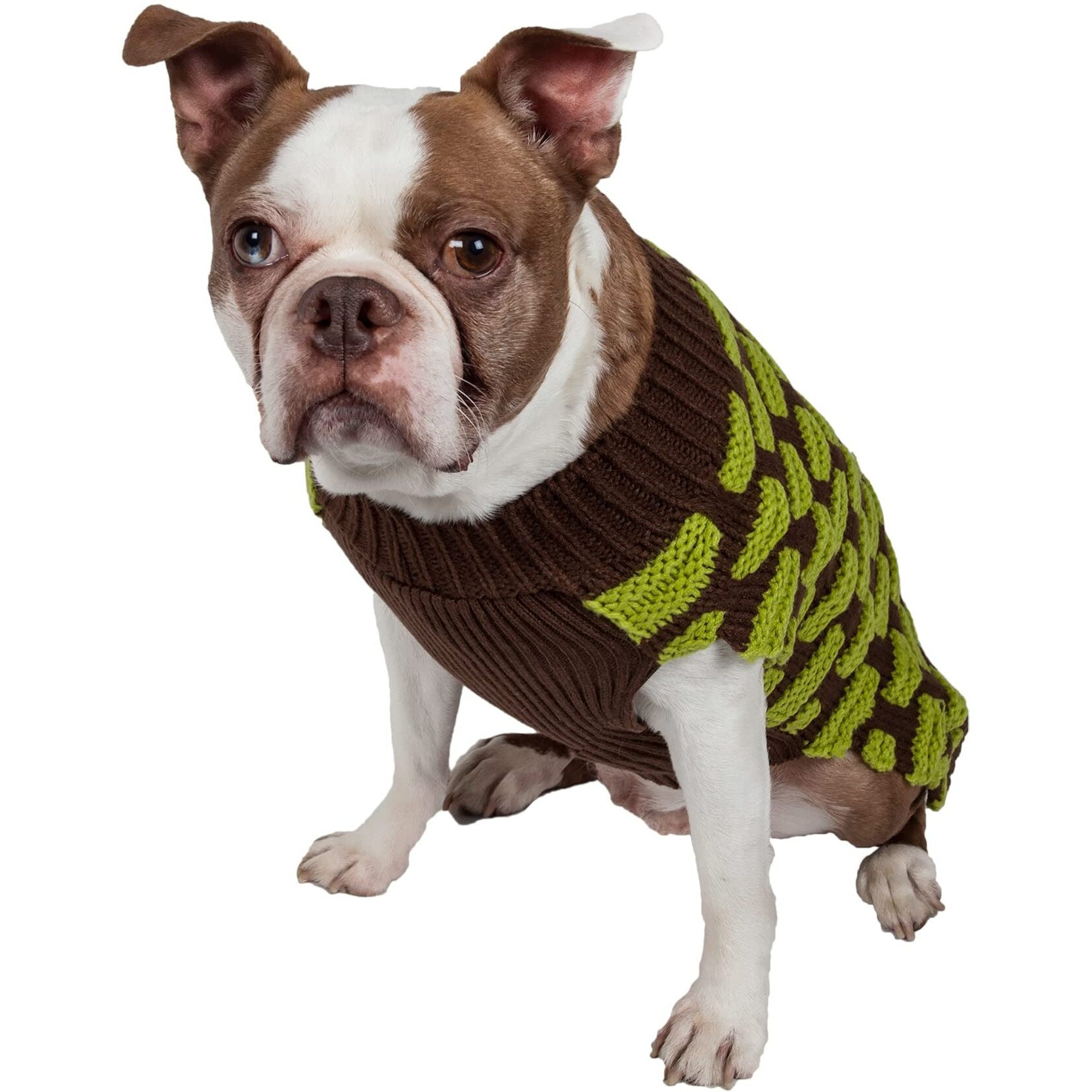 Fashion Weaved Heavy Knit Designer Ribbed Turtle Neck Dog Sweater(D0102H7LDZ7.)