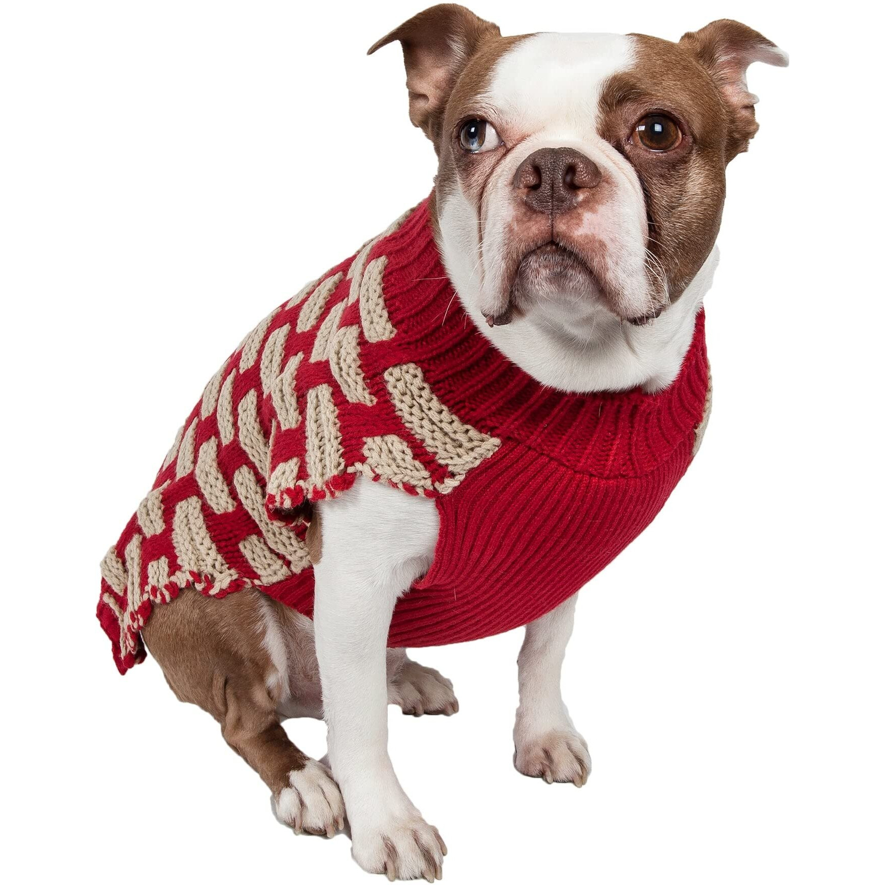 Fashion Weaved Heavy Knit Designer Ribbed Turtle Neck Dog Sweater(D0102H7LDNG.)