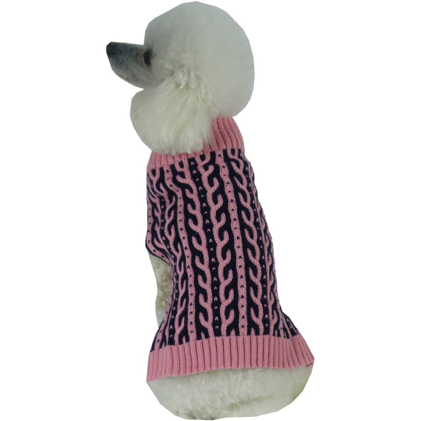 Harmonious Dual Color Weaved Heavy Cable Knitted Fashion Designer Dog Sweater(D0102H7LML7.)