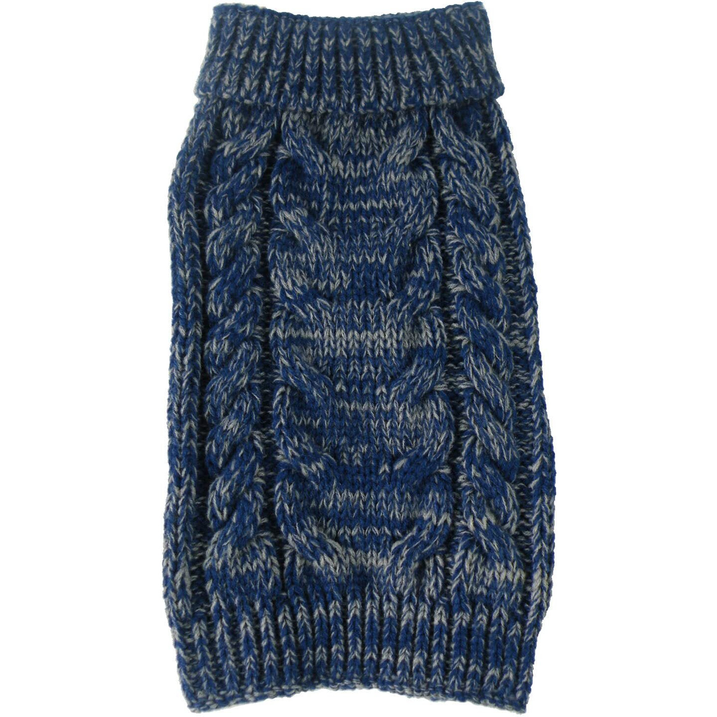 Classic True Blue Heavy Cable Knitted Ribbed Fashion Dog Sweater(D0102H7LM4Y.)