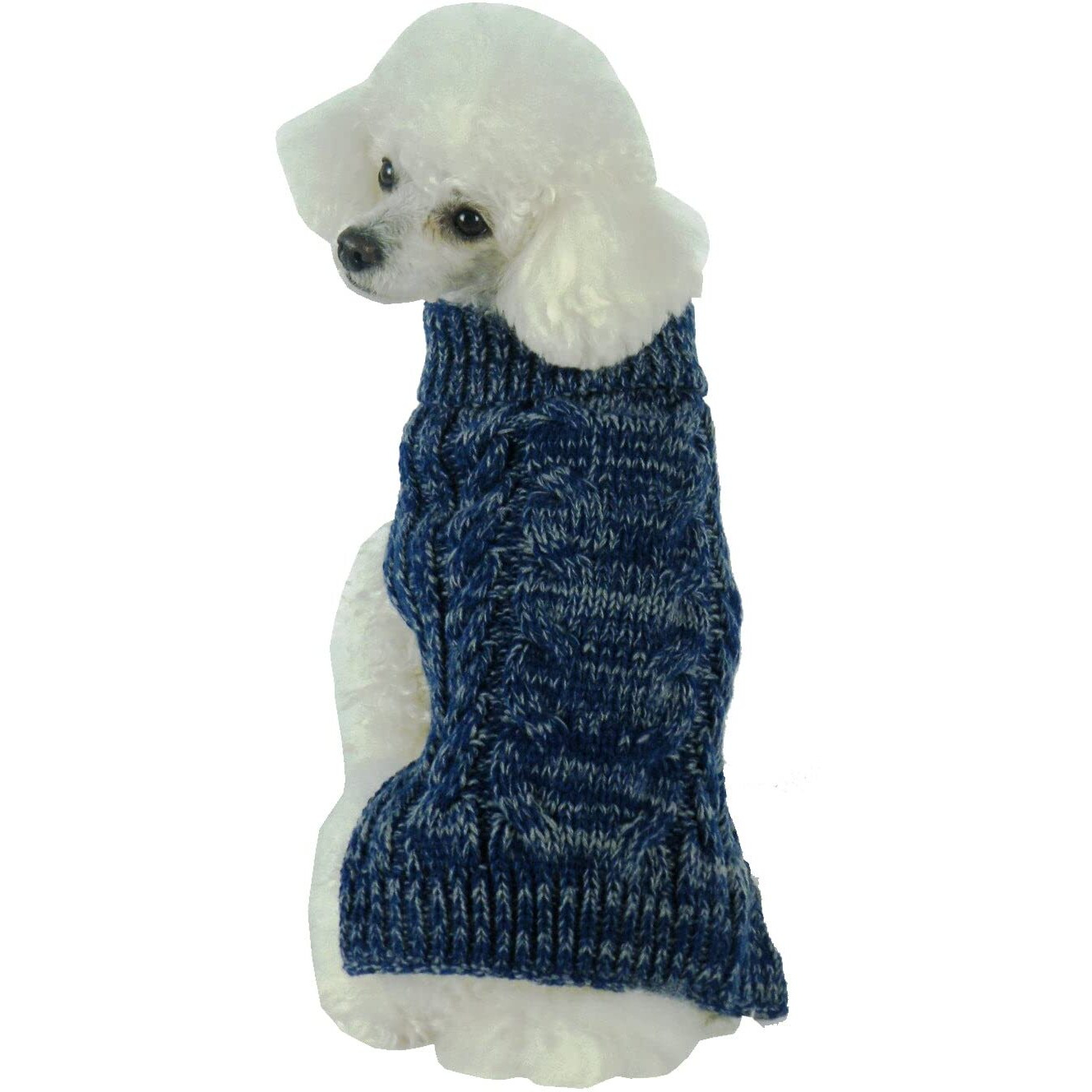 Classic True Blue Heavy Cable Knitted Ribbed Fashion Dog Sweater(D0102H7LMNW.)