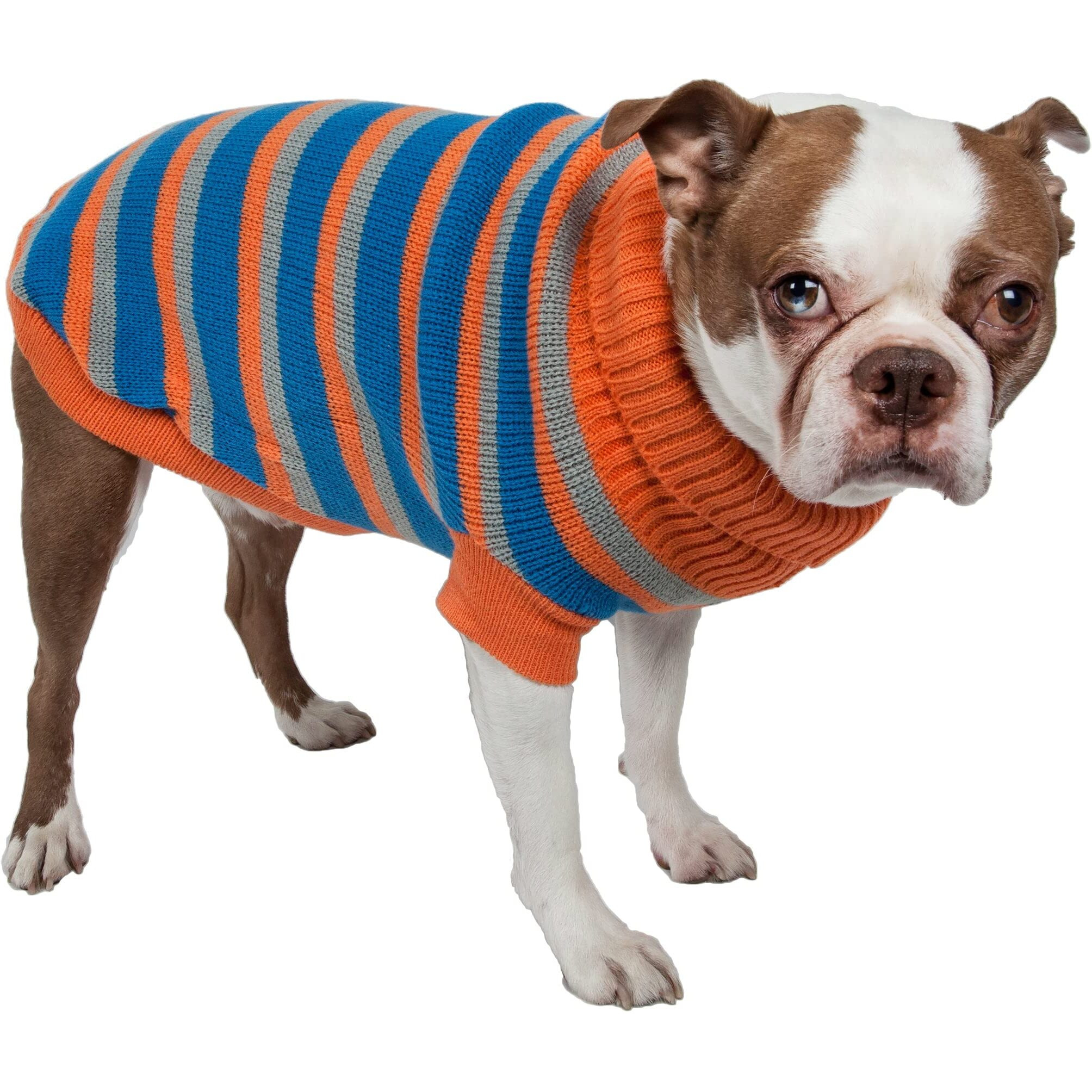 Heavy Cable Knit Striped Fashion Polo Dog Sweater(D0102H7LDPW.)