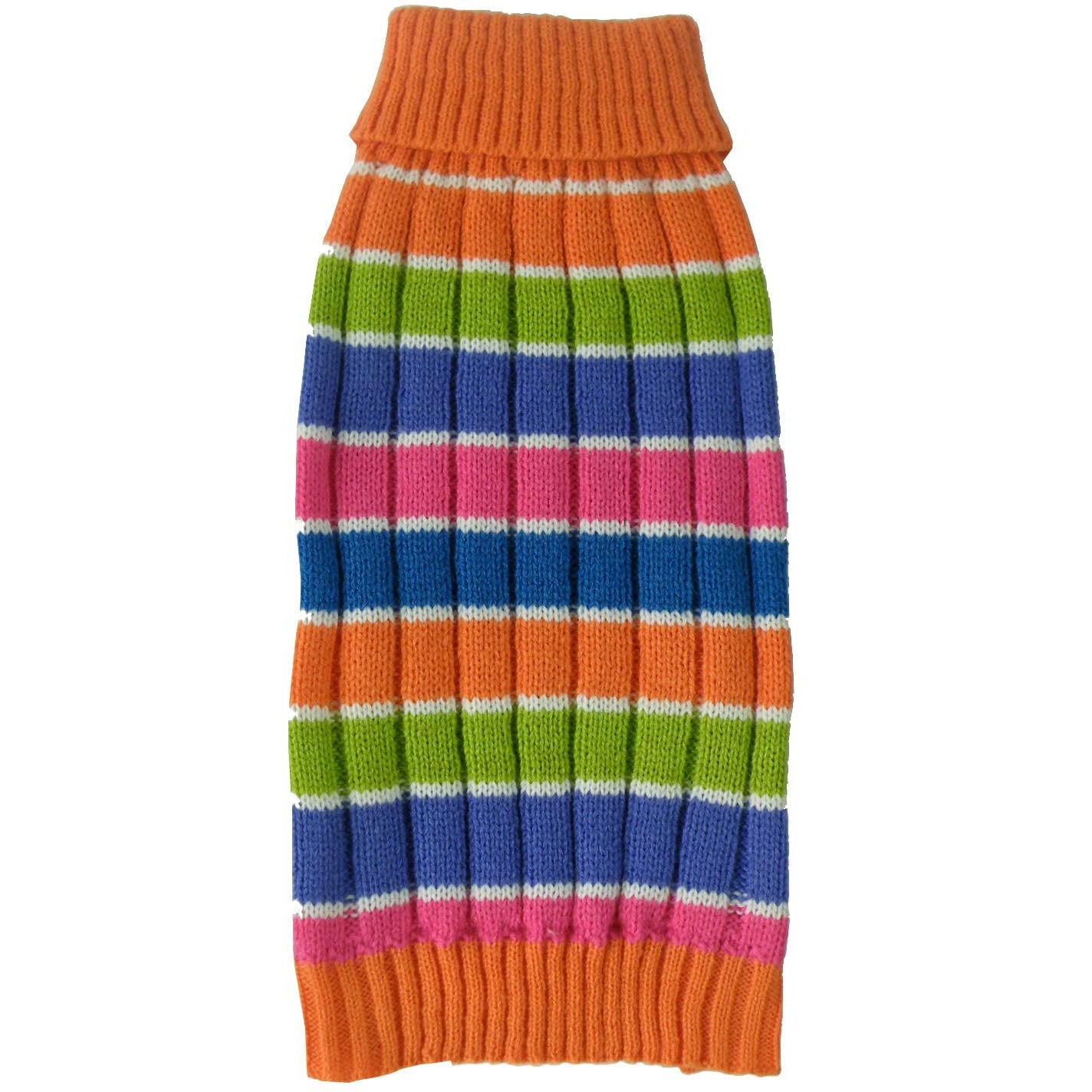 Tutti-Beauty Rainbow Heavy Cable Knitted Ribbed Designer Turtle Neck Dog Sweater(D0102H7LDBG.)