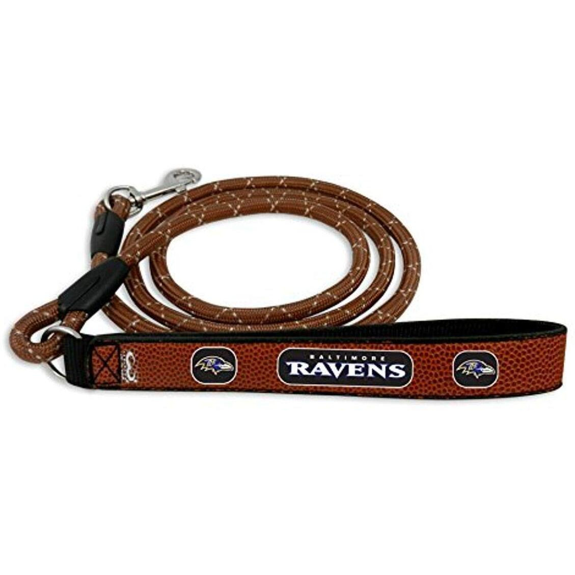 Baltimore Ravens Pet Leash Leather Frozen Rope Football Size Medium CO