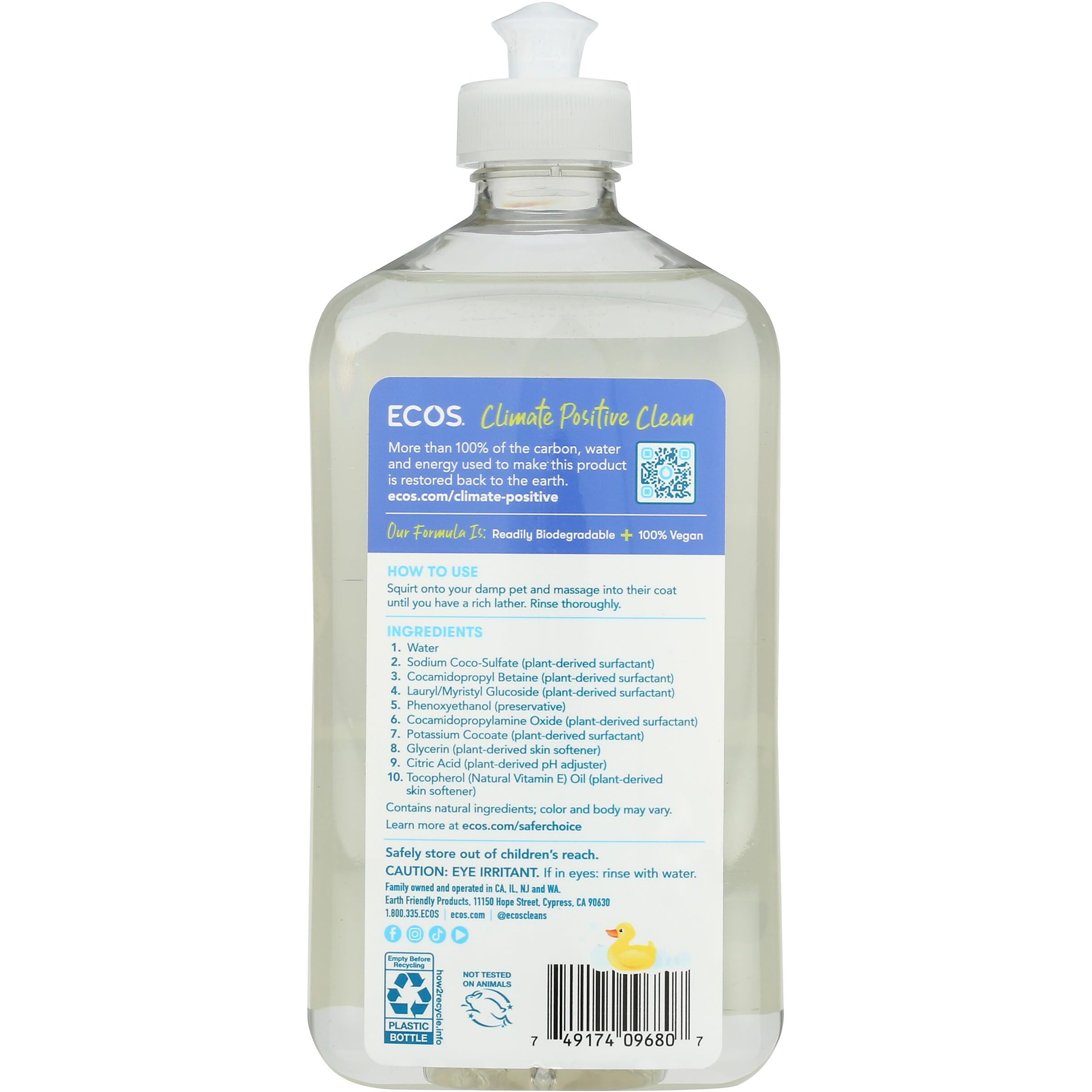 ECOS Hypoallergenic Conditioning Shampoo 17oz,Clear