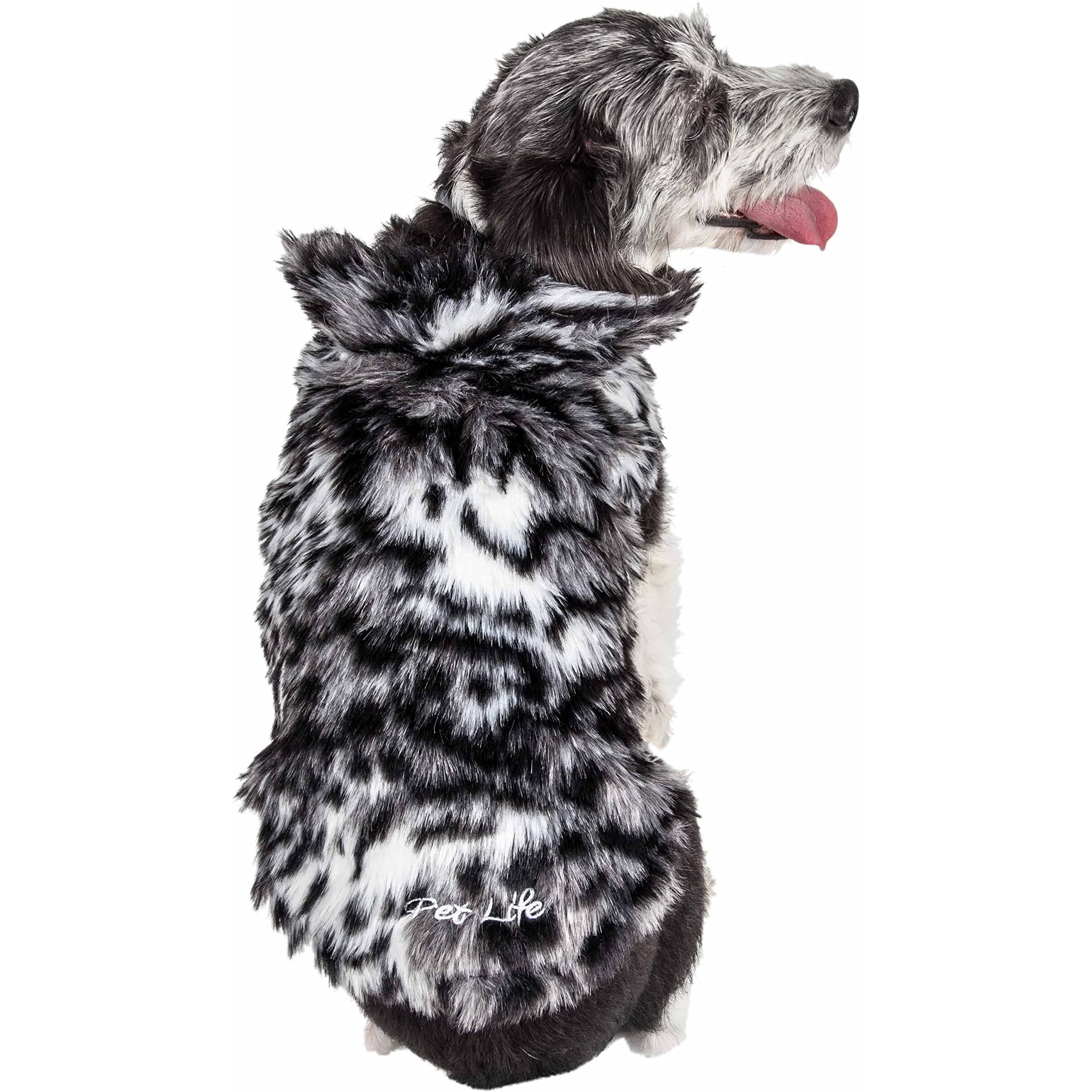 Pet Life Luxe 'Paw Dropping' Designer Gray-Scale Tiger Pattern Mink Fur Dog Coat Jacket(D0102H70MTU.)