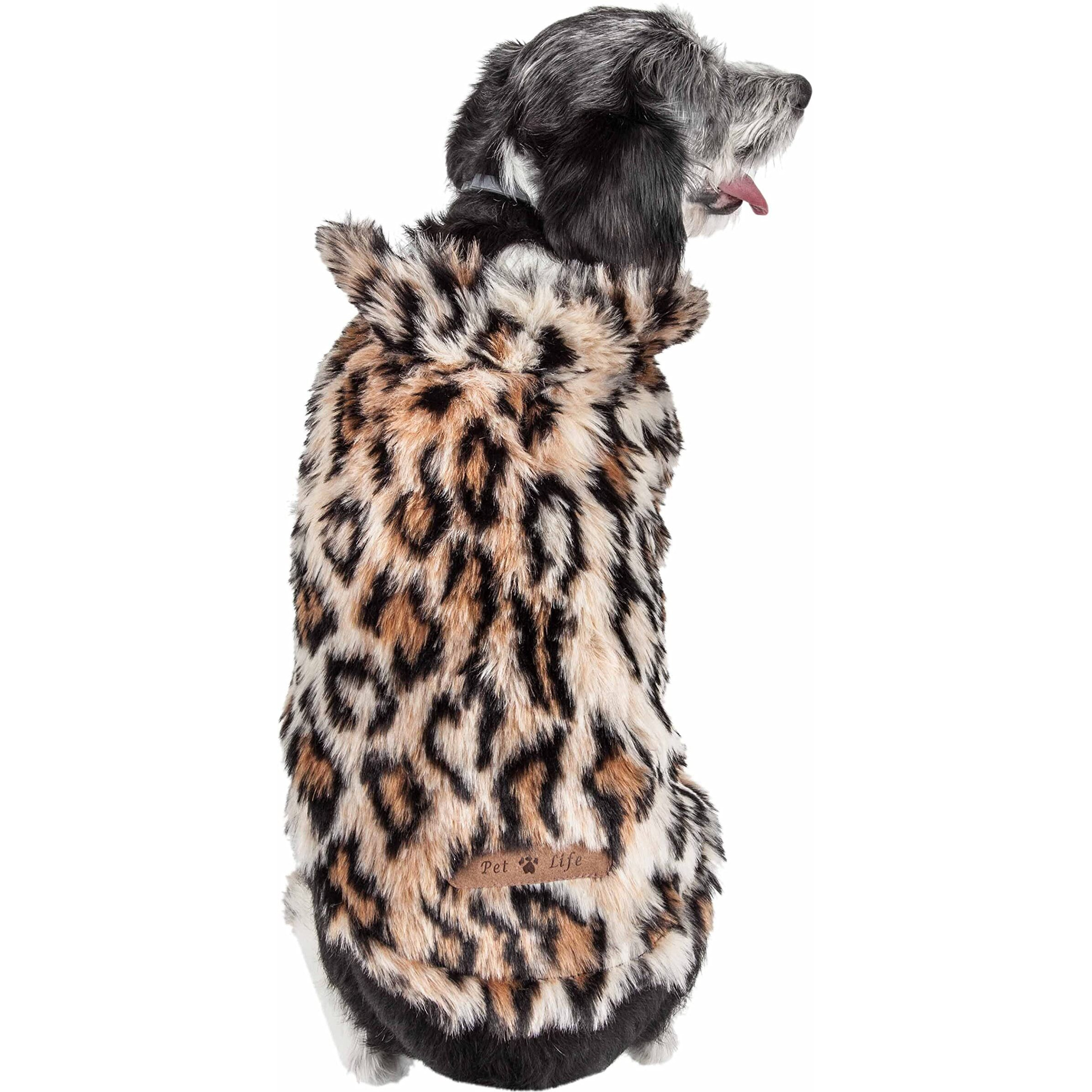Pet Life Luxe 'Lab-Pard' Dazzling Leopard Patterned Mink Fur Dog Coat Jacket(D0102H7LUP7.)