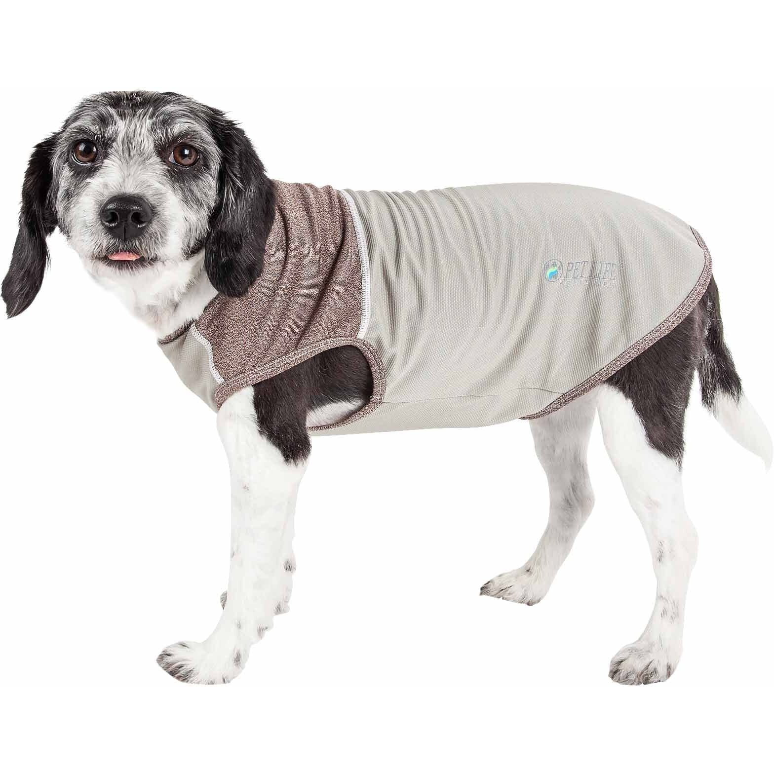 Pet Life Active 'Aero-Pawlse' Heathered Quick-Dry And 4-Way Stretch-Performance Dog Tank Top T-Shirt(D0102H7LTTU.)