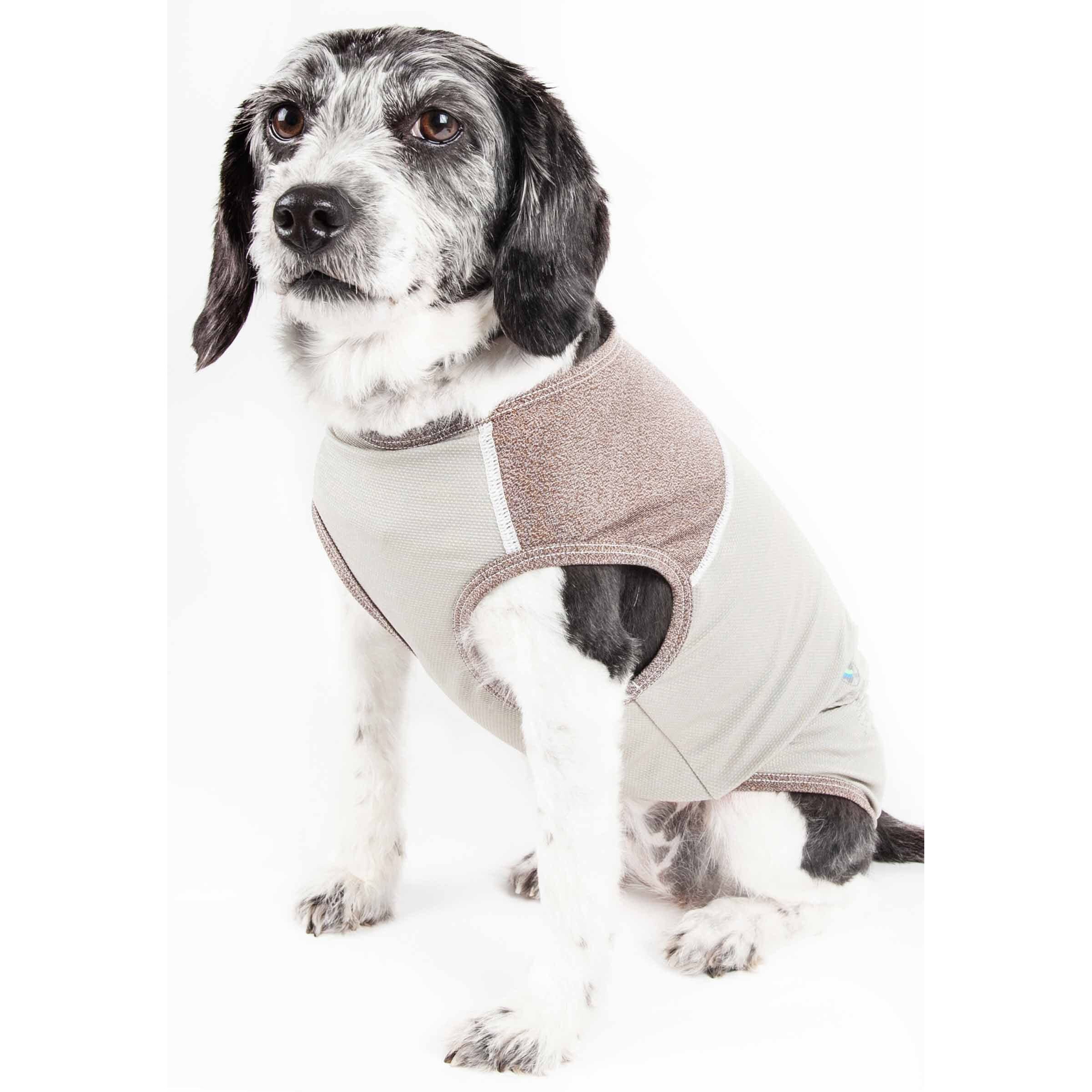 Pet Life Active 'Aero-Pawlse' Heathered Quick-Dry And 4-Way Stretch-Performance Dog Tank Top T-Shirt(D0102H7LTTU.)