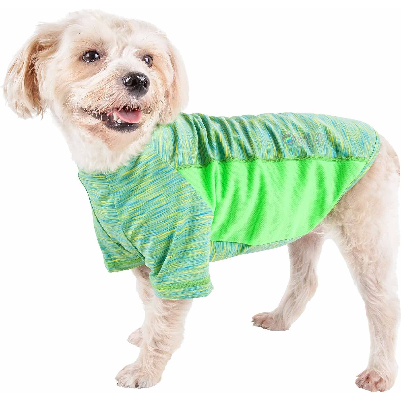 Pet Life Active 'Warf Speed' Heathered Ultra-Stretch Sporty Performance Dog T-Shirt(D0102H7LFUV.)