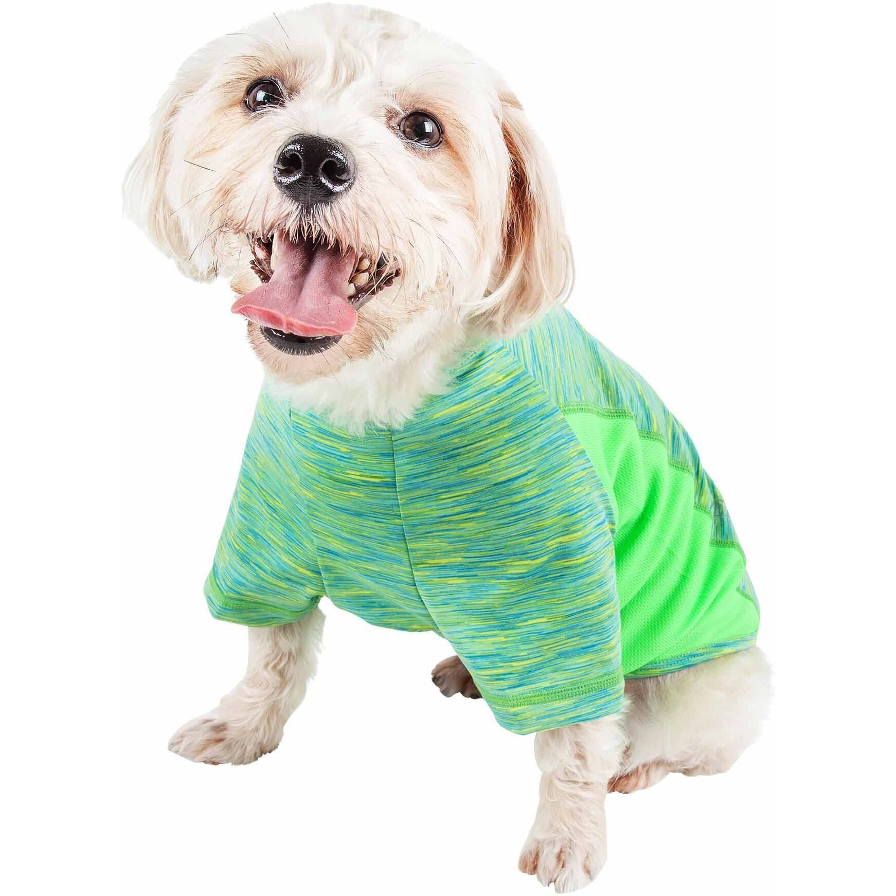 Pet Life Active 'Warf Speed' Heathered Ultra-Stretch Sporty Performance Dog T-Shirt(D0102H7LFUV.)