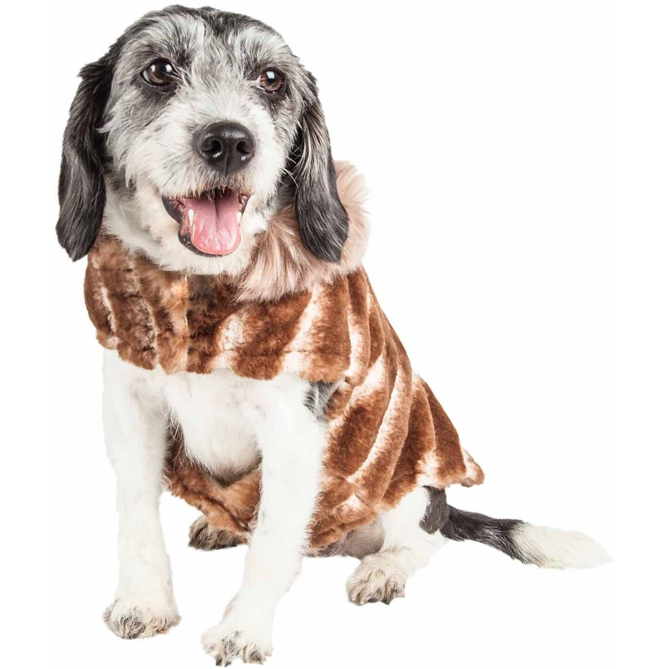 Pet Life Luxe 'Tira-Poochoo' Tiramisu Patterned Mink Dog Coat Jacket(D0102H7LUVW.)