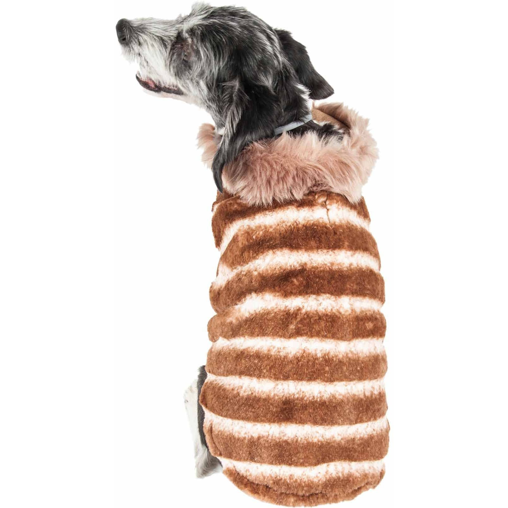 Pet Life Luxe 'Tira-Poochoo' Tiramisu Patterned Mink Dog Coat Jacket(D0102H7LUVW.)