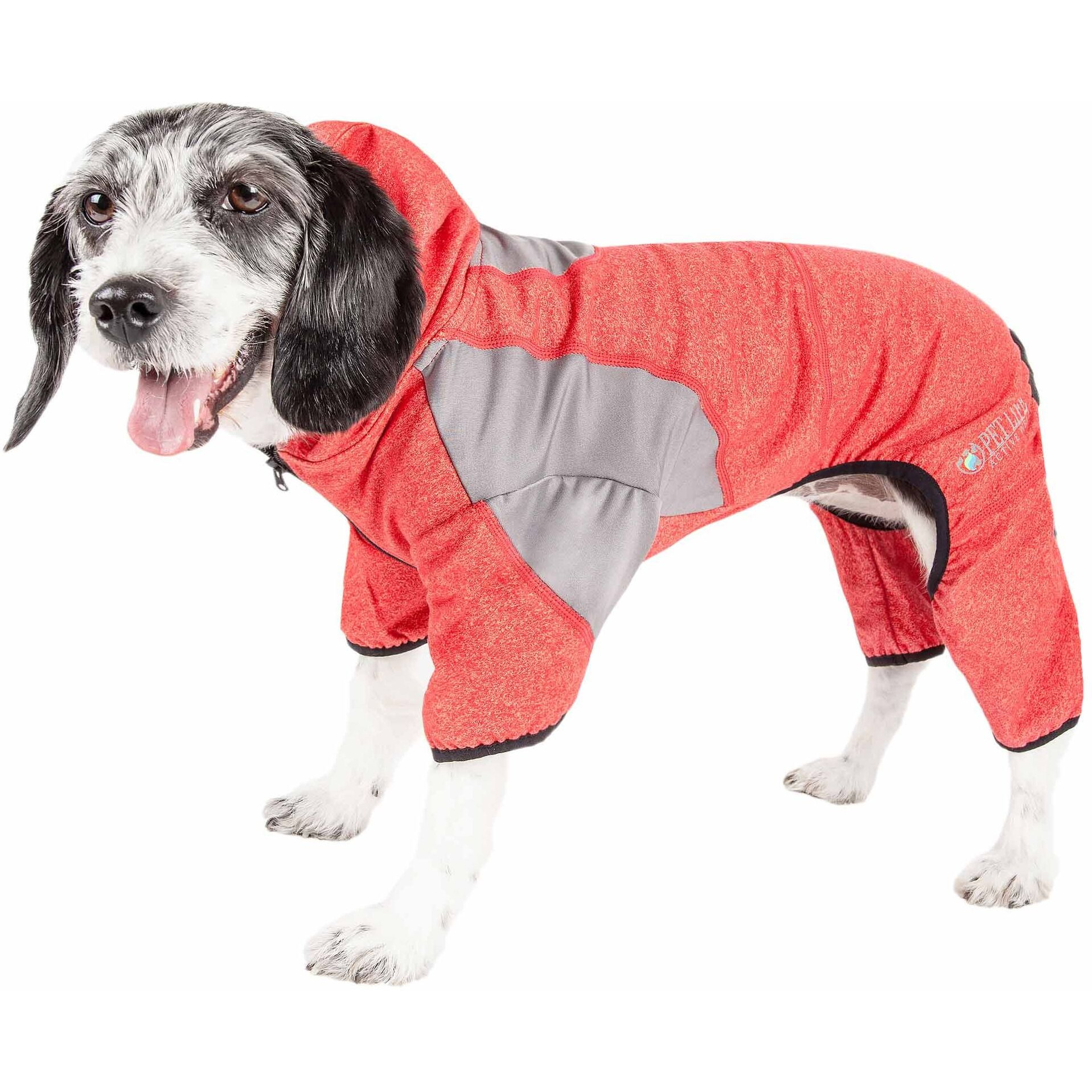 Pet Life Active 'Fur-Breeze' Heathered Performance 4-Way Stretch Two-Toned Full Bodied Hoodie(D0102H70W8U.)