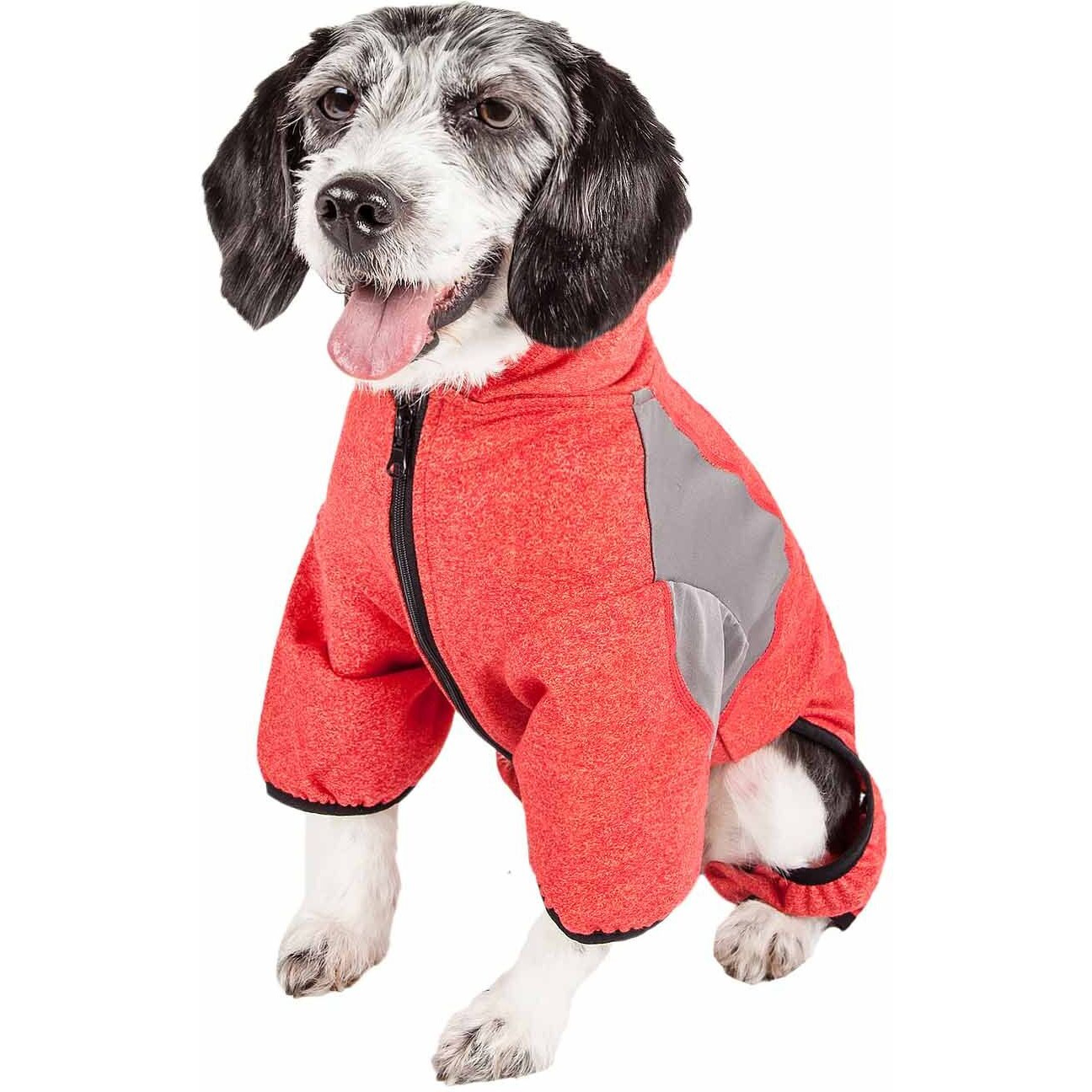 Pet Life Active 'Fur-Breeze' Heathered Performance 4-Way Stretch Two-Toned Full Bodied Hoodie(D0102H70W8U.)