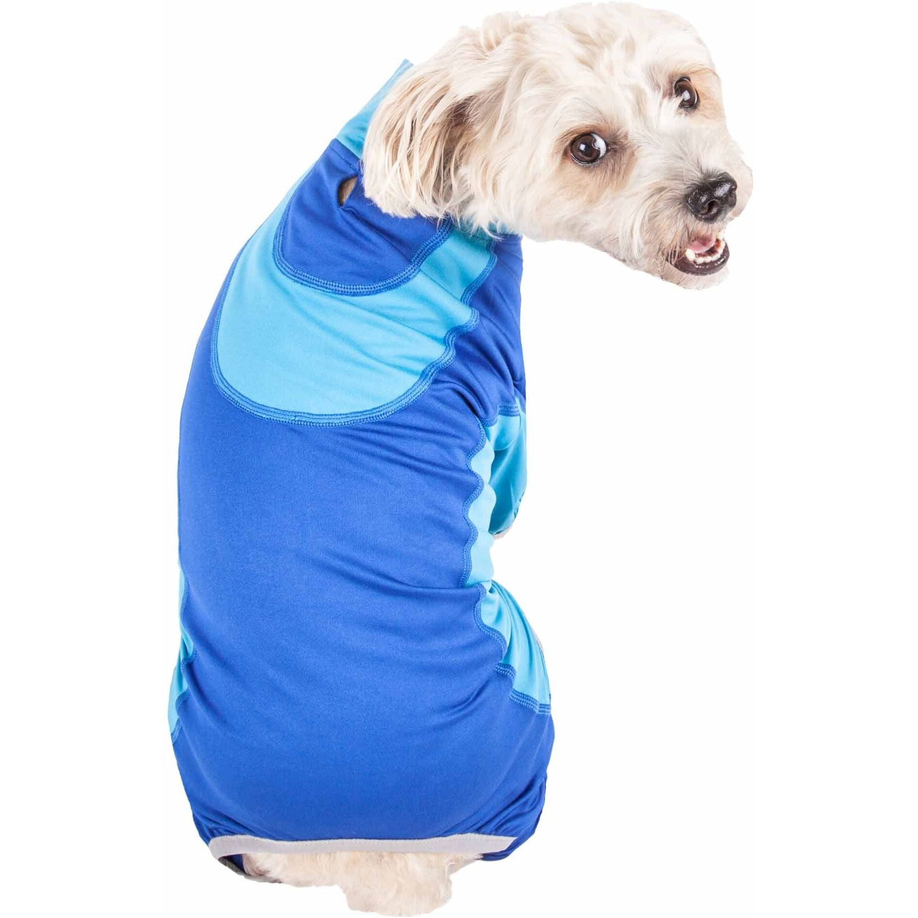 Pet Life Active 'Warm-Pup' Heathered Performance 4-Way Stretch Two-Toned Full Body Warm Up(D0102H708UA.)