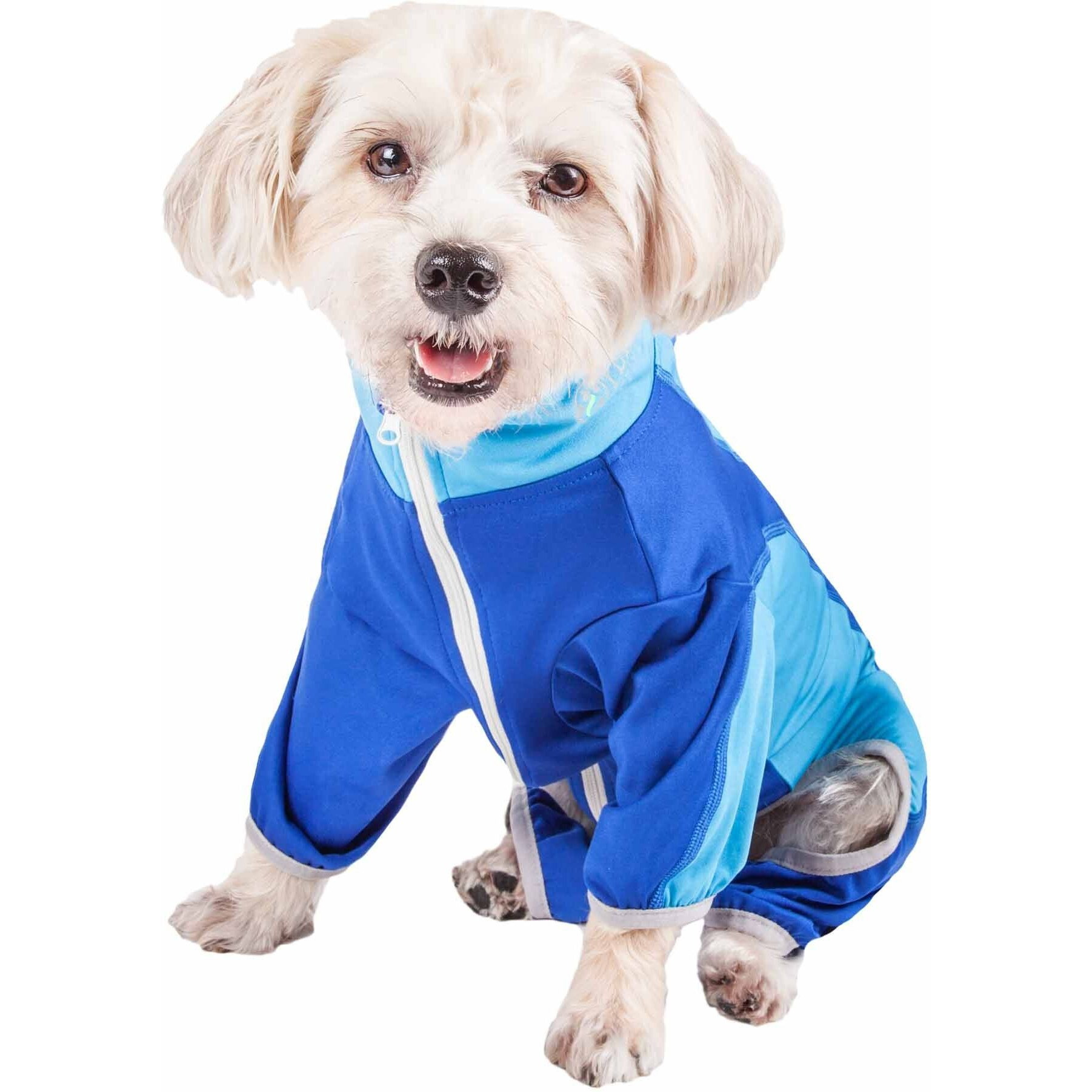 Pet Life Active 'Warm-Pup' Heathered Performance 4-Way Stretch Two-Toned Full Body Warm Up(D0102H708UA.)